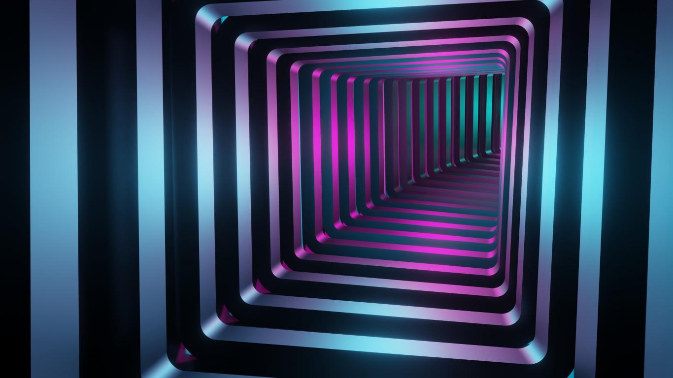 1366x768 Download Neon squares, tunnel wallpaper, 1366x Tablet, laptop