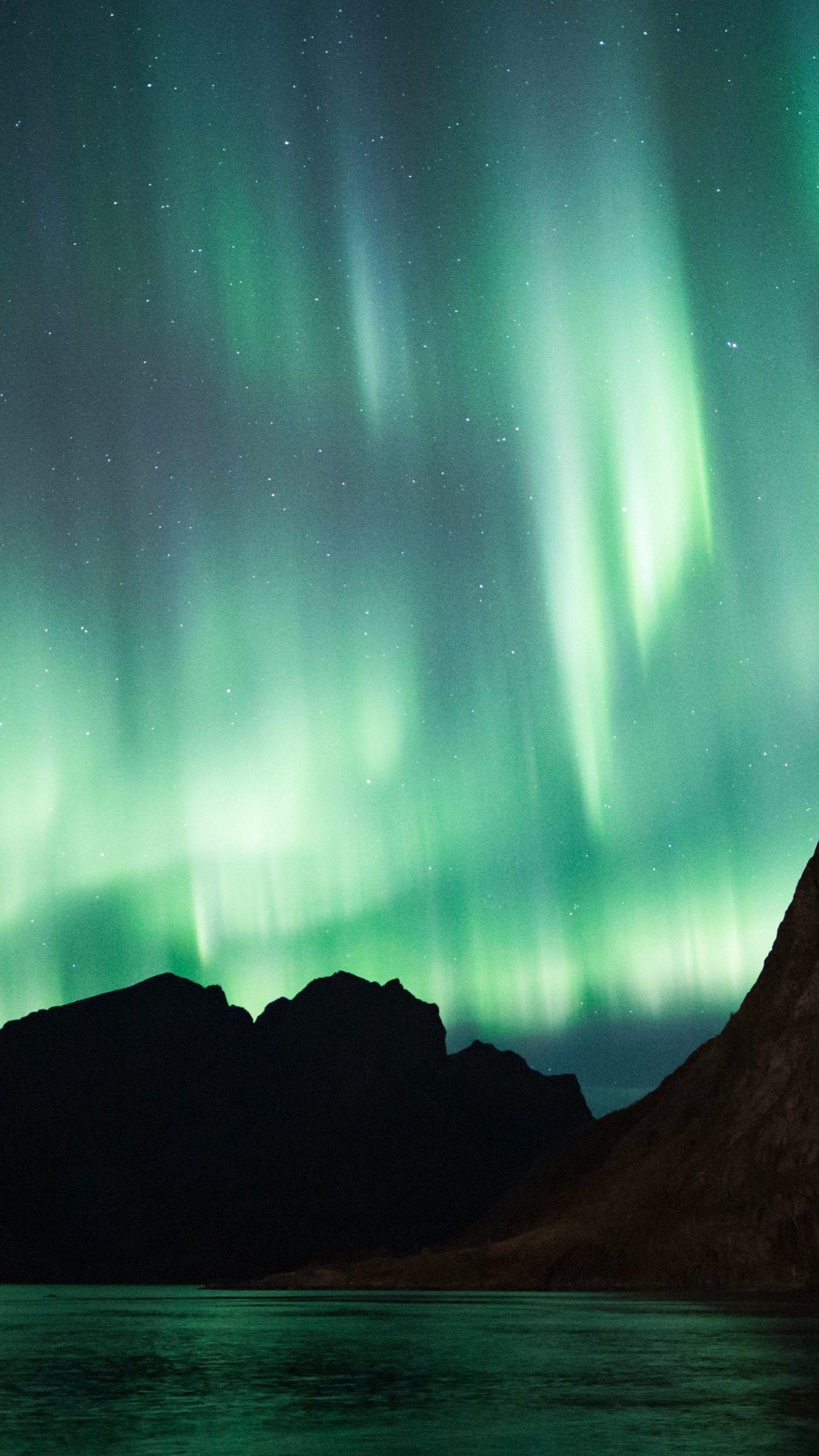 1440x2560 Cliffs, mountains, nature, night, Northern Lights wallpaper. Northern lights wallpaper, Northern lights, Best nature wallpaper