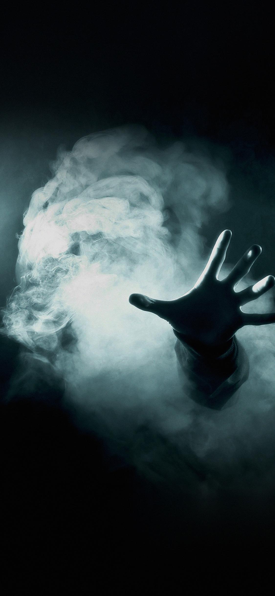 1125x2436 Hand From Smoke Green Dark