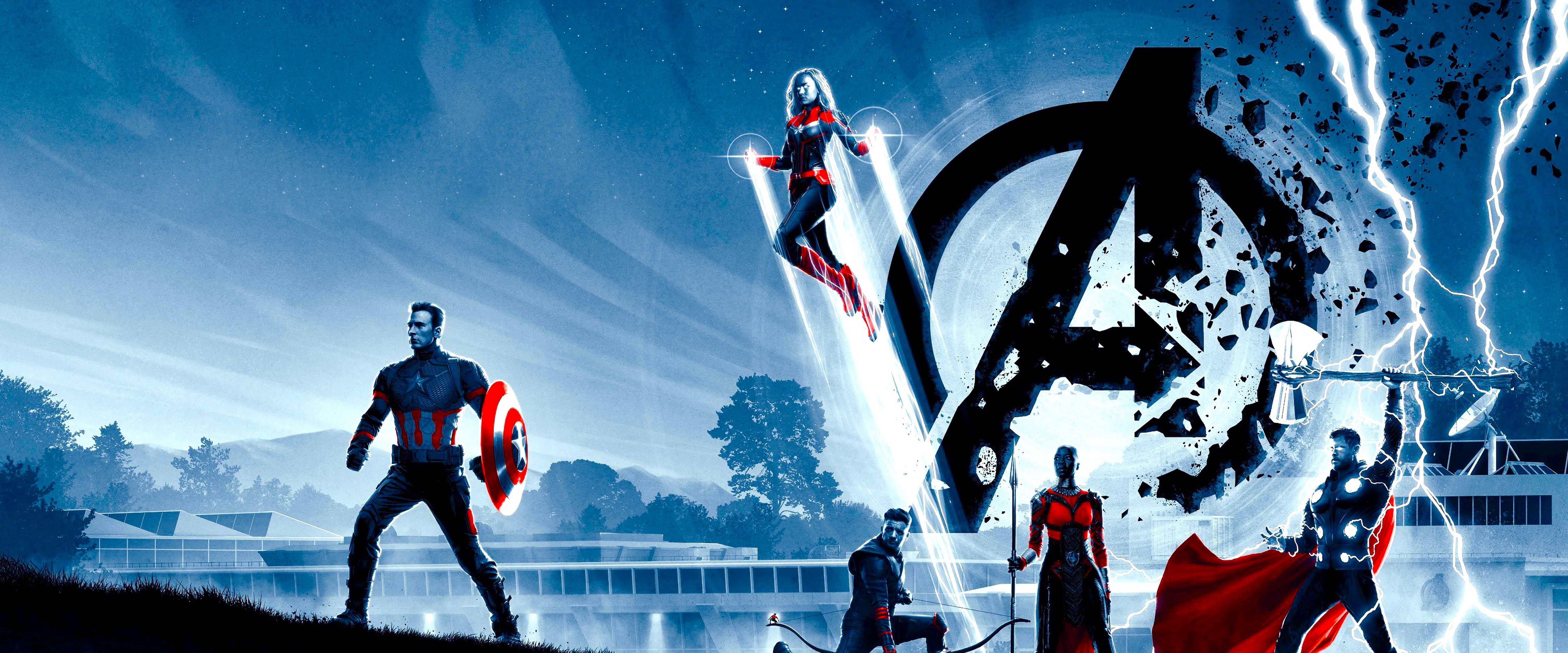 7680x3200 Avengers: Endgame Thor Captain America 4K Wallpaper