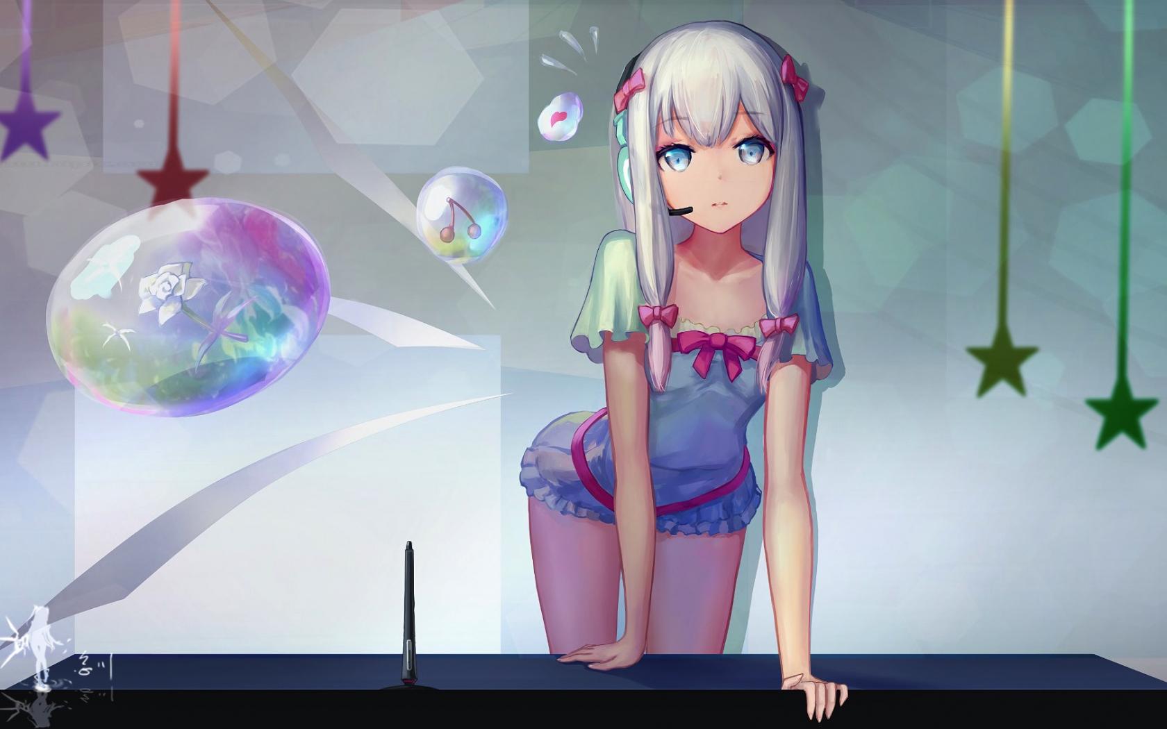 1680x1050 Desktop Wallpaper Sagiri Izumi, White Hair, Cutest Anime Girl, HD Image, Picture, Background, 0ff97b