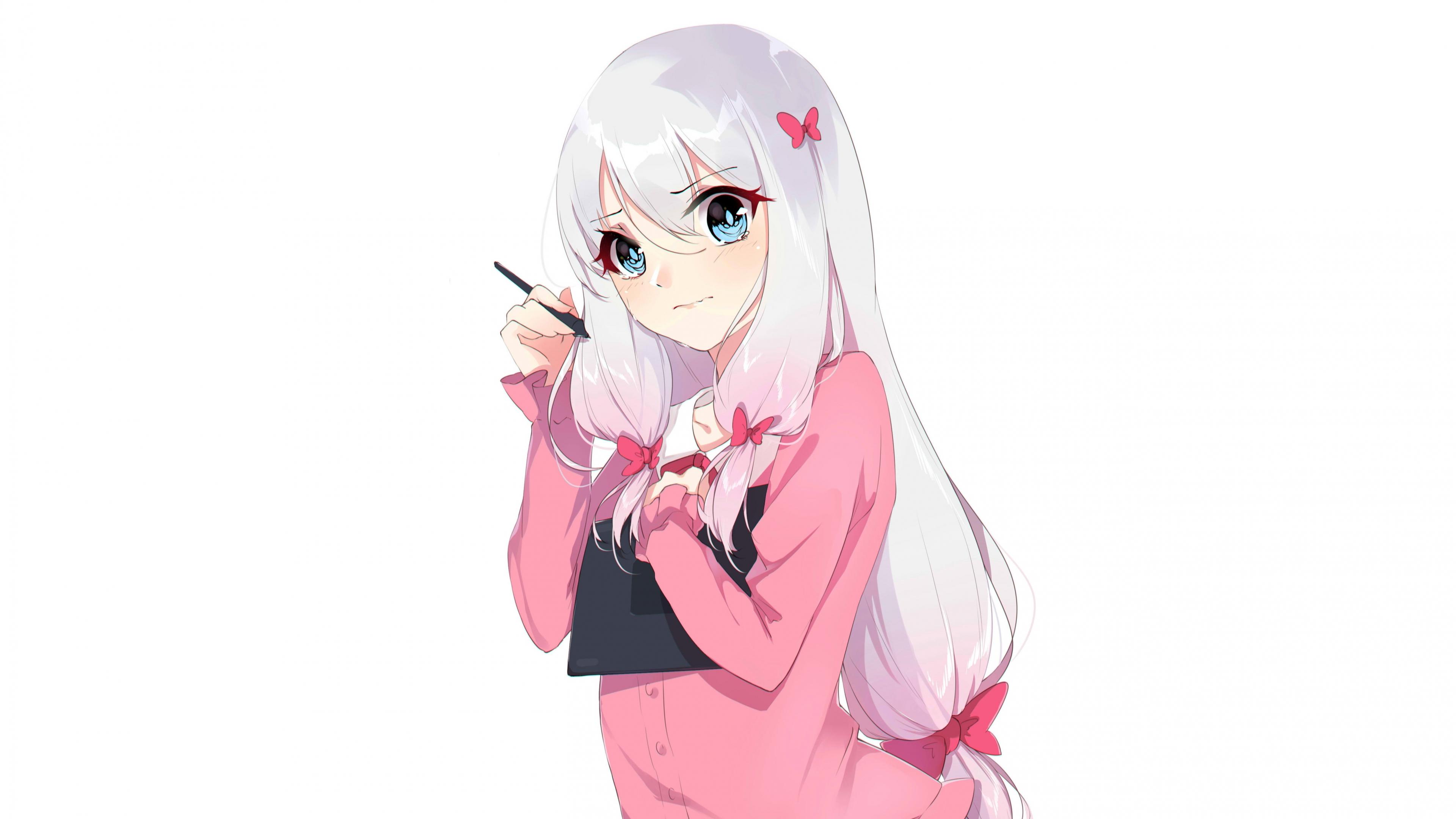3840x2160 Download 3840x2160 wallpaper izumi sagiri, white hair, pink dress, cute, minimal, 4k, uhd 16: widescreen, 3840x2160 HD image, background, 5868