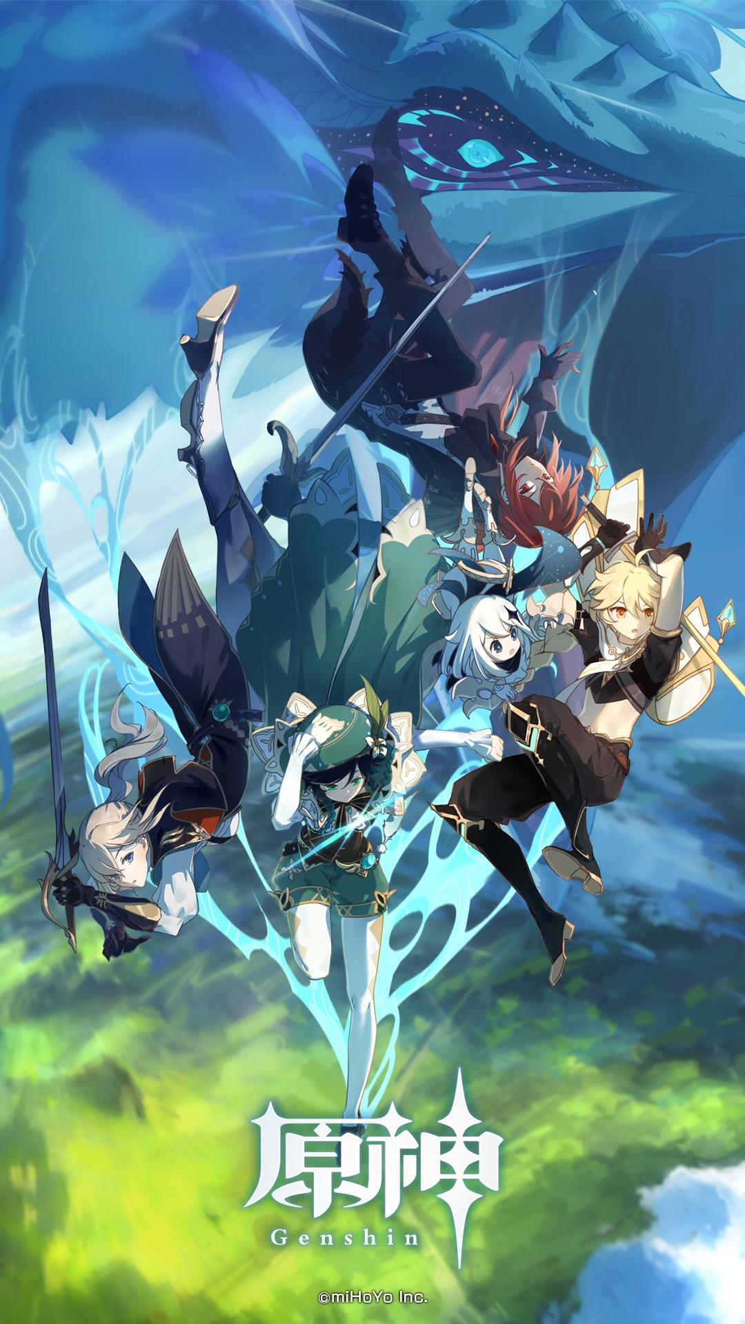 1080x1920 New Genshin Impact Phone Wallpaper Feature Xiao, Ganyu, and Venti