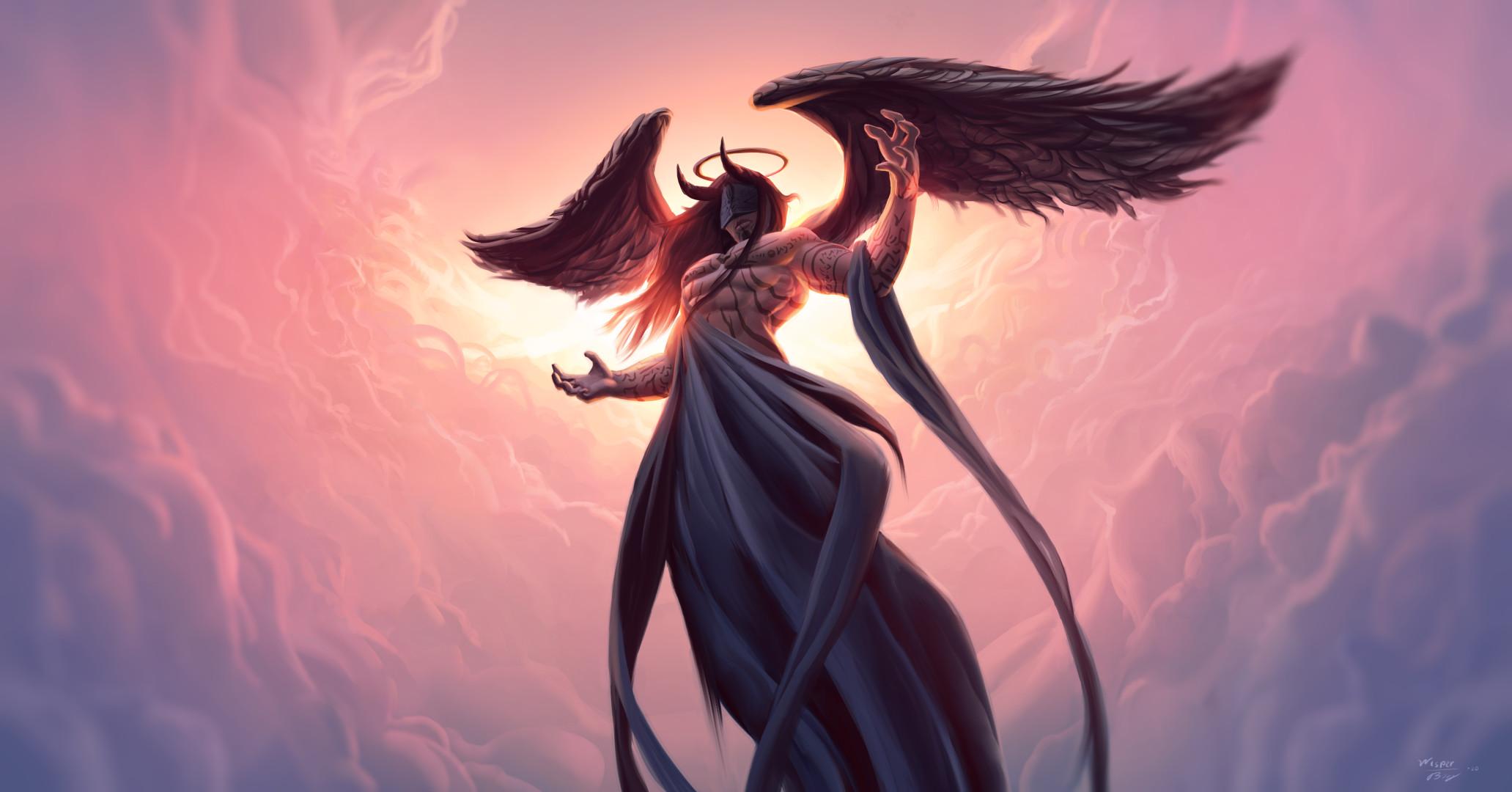 2063x1080 Digital Art Fantasy Art Wisper Artist Clouds Nephilim Wallpaper:2063x1080