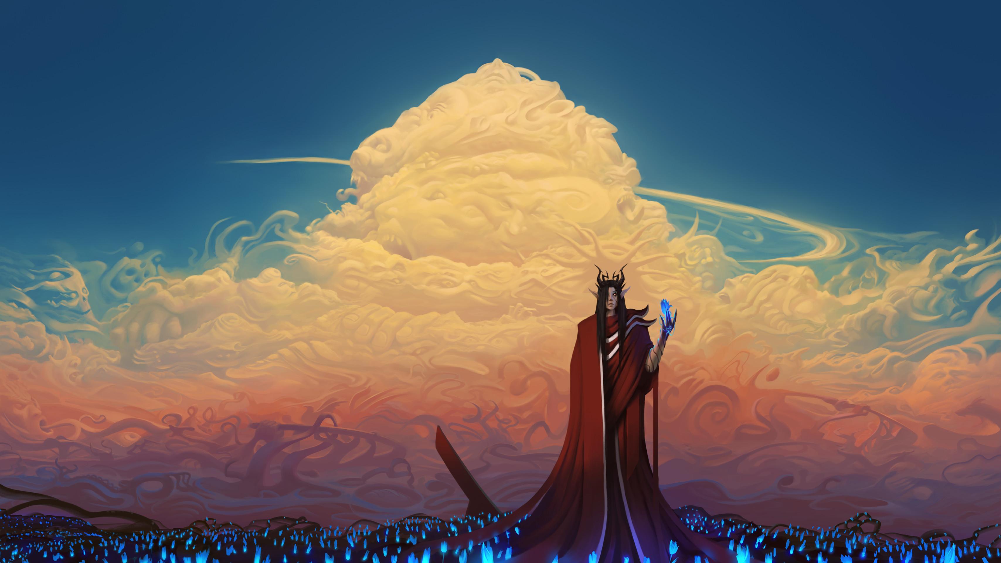 3415x1920 Digital Art Fantasy Art Wisper Artist Clouds Nephilim Wallpaper:3415x1920