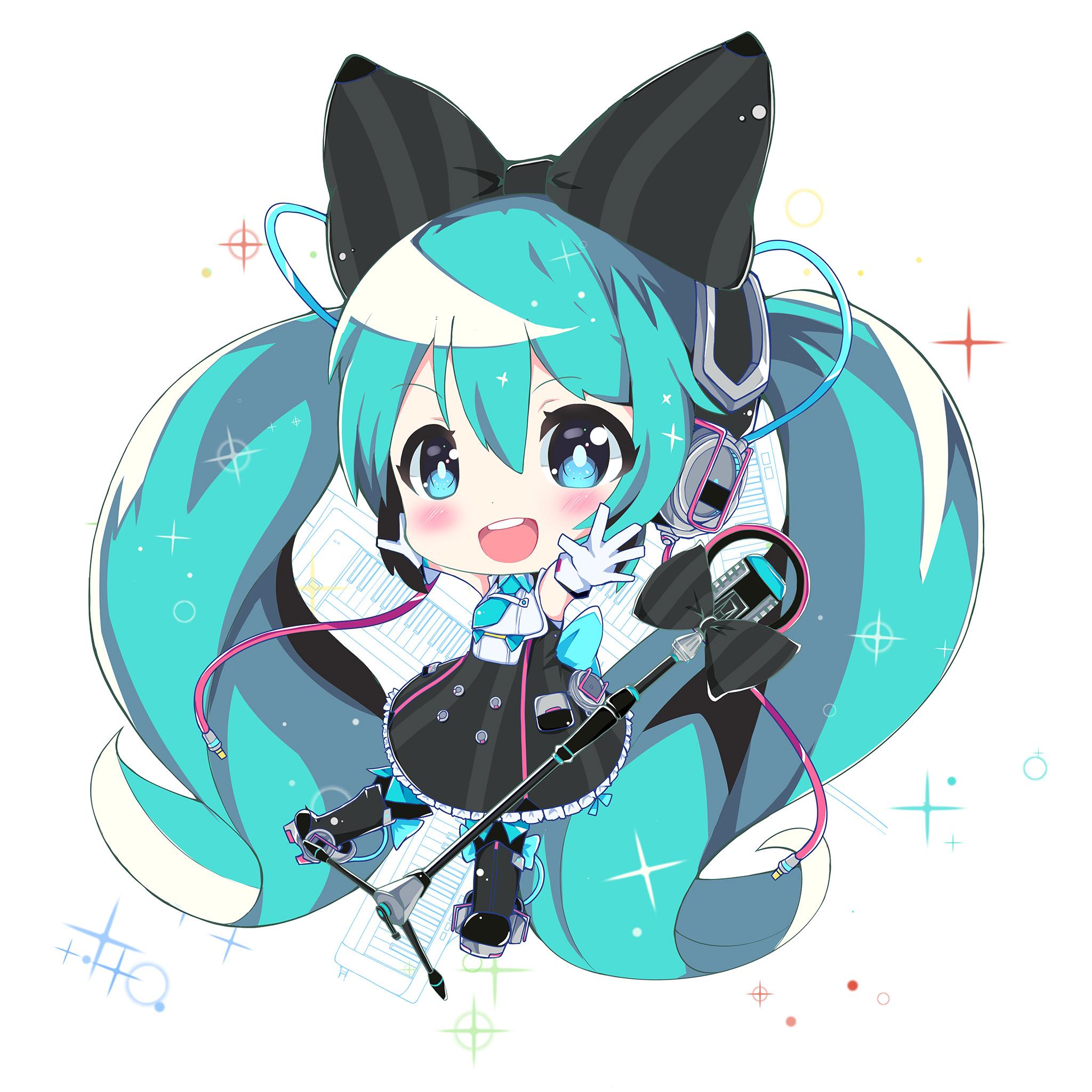 2048x2048 Android wallpaper. hatsune miku anime girl blue illustration art