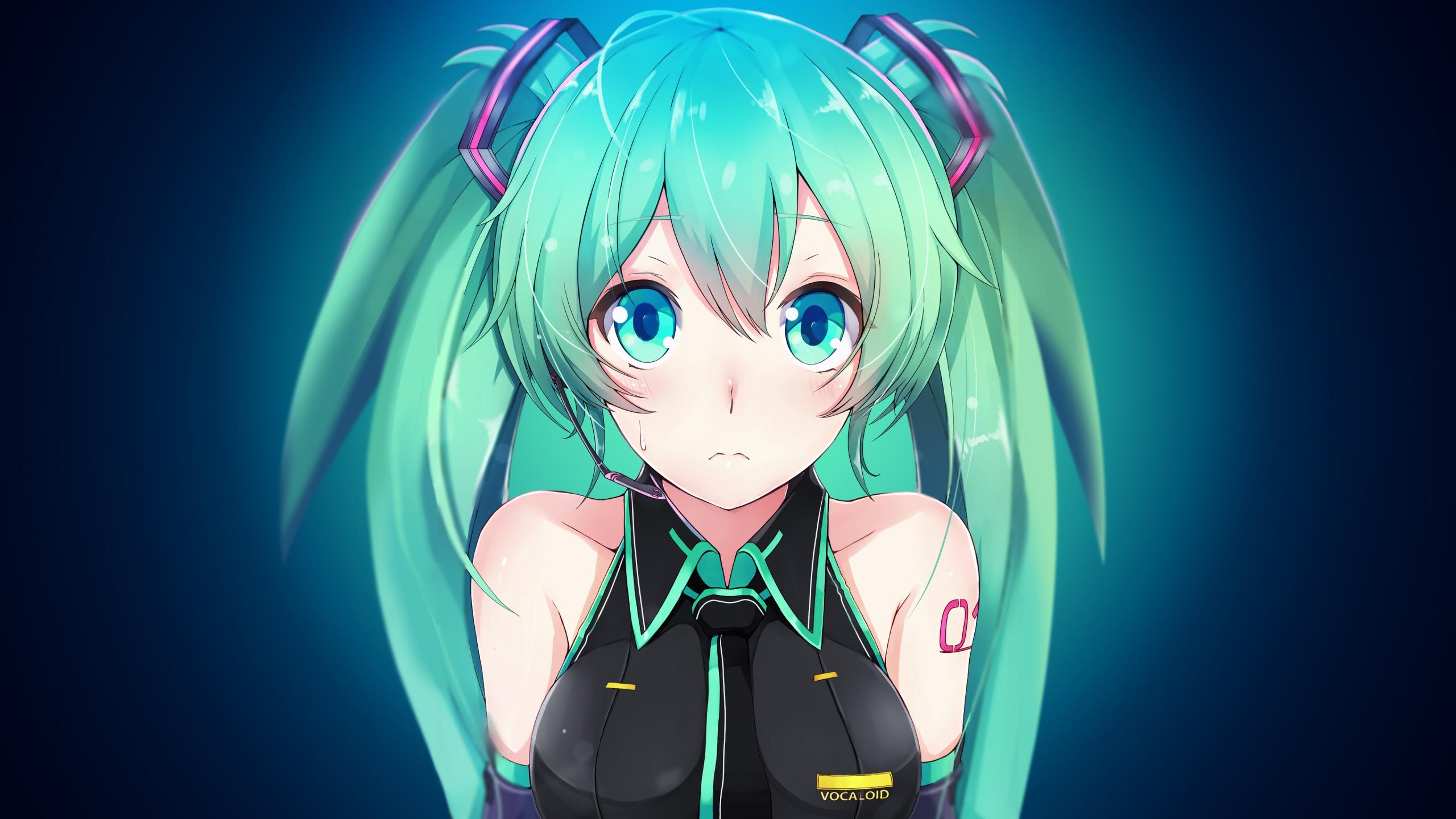 2560x1440 Hatsune Miku anime girl Wallpaper 4k Ultra HD