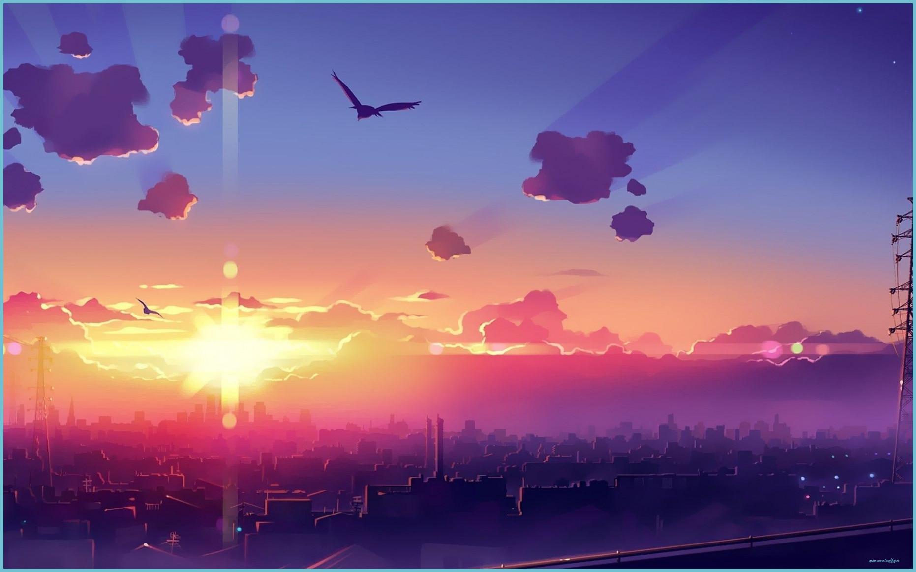 1862x1164 Anime Sunset Wallpaper Free Anime Sunset Background Sunset Wallpaper
