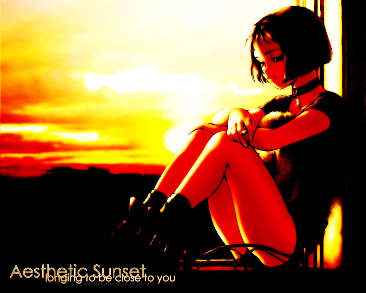 1280x1024 Anime Wallpaper: Aesthetic Sunset