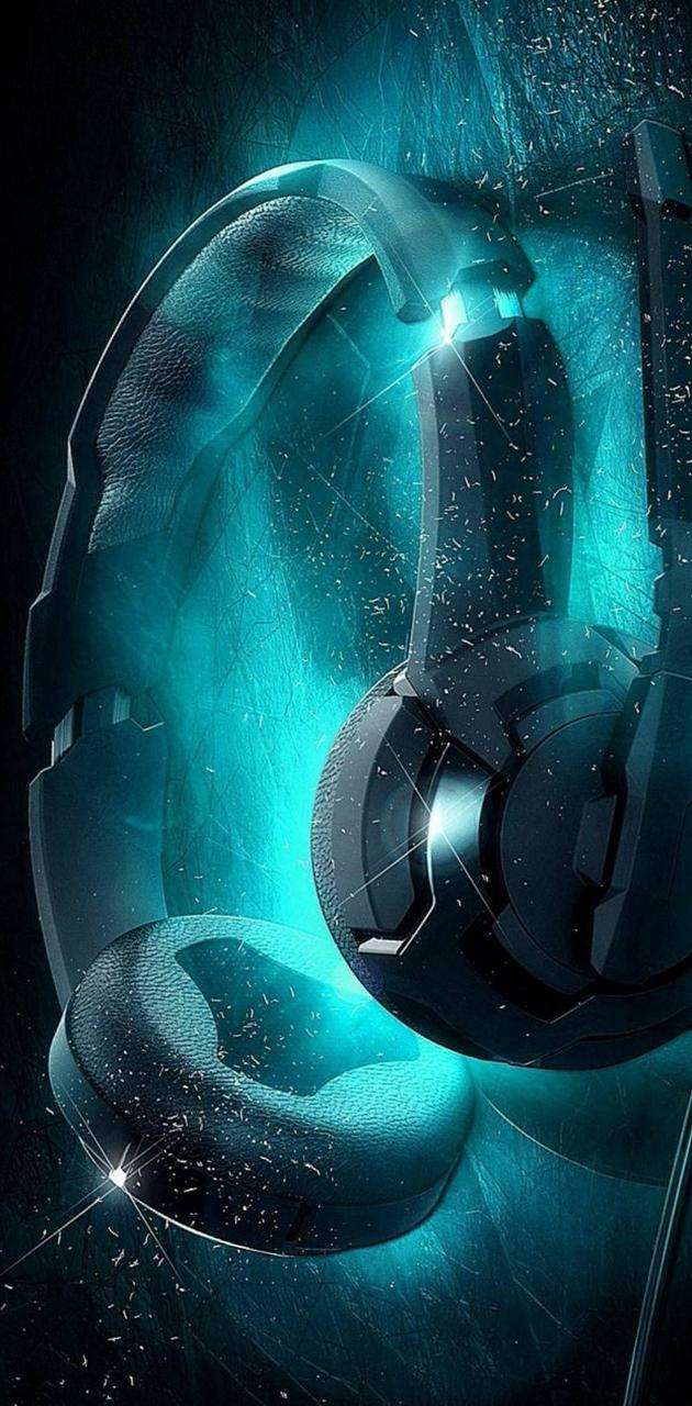 630x1280 Neon headphone glaxy wallpaper