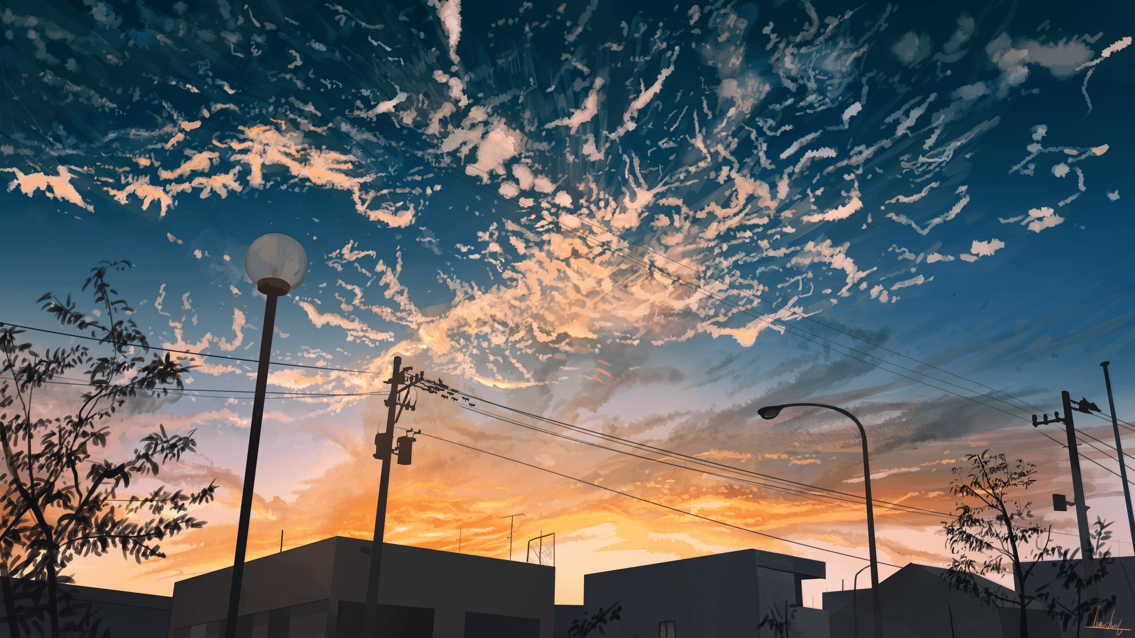 3840x2160 Dusk Anime City Sunset Wallpaper:3840x2160