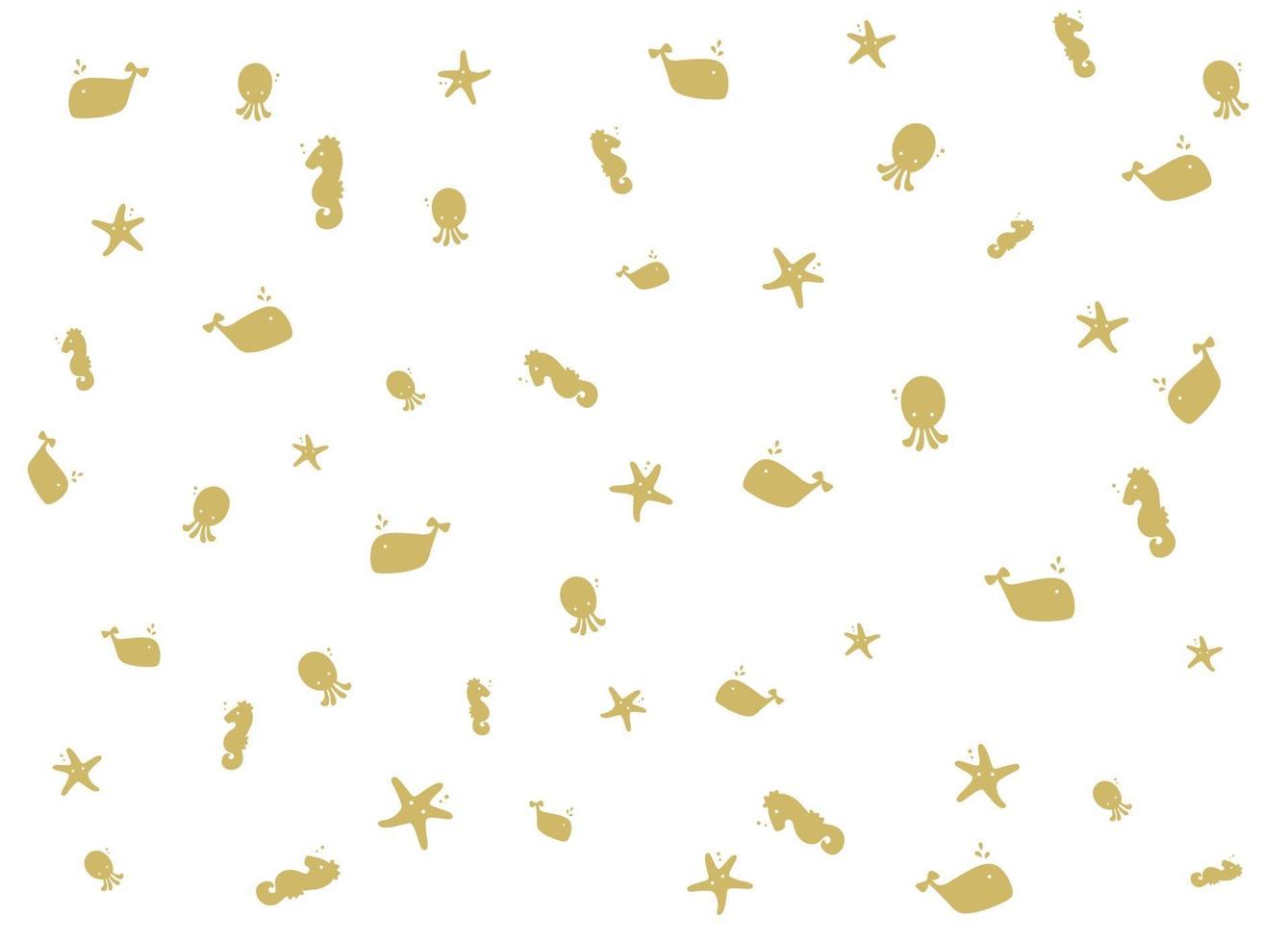 1339x980 Seamless sea cute pattern with squid, starfish, seahorse and whale, summer pattern vector