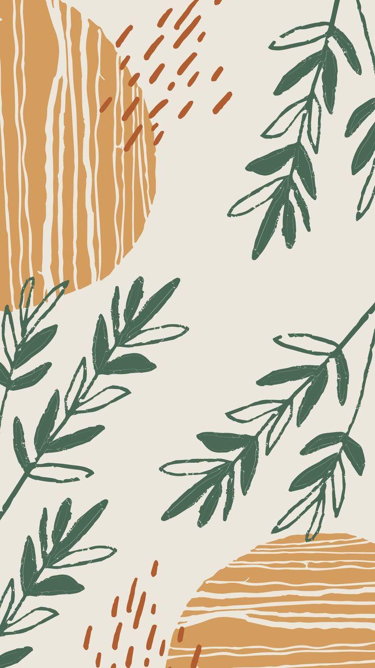 736x1308 Wallpaper iPhone • Android. Minimal. BOHO. minimalist. shapes. nature. leaves. phone background instant download Aesthetic. Abstract art wallpaper, Phone wallpaper boho, Cute wallpaper background