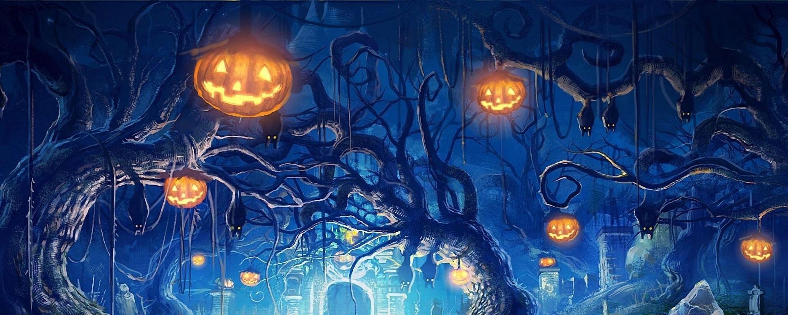 2560x1024 Halloween Dual Wallpaper