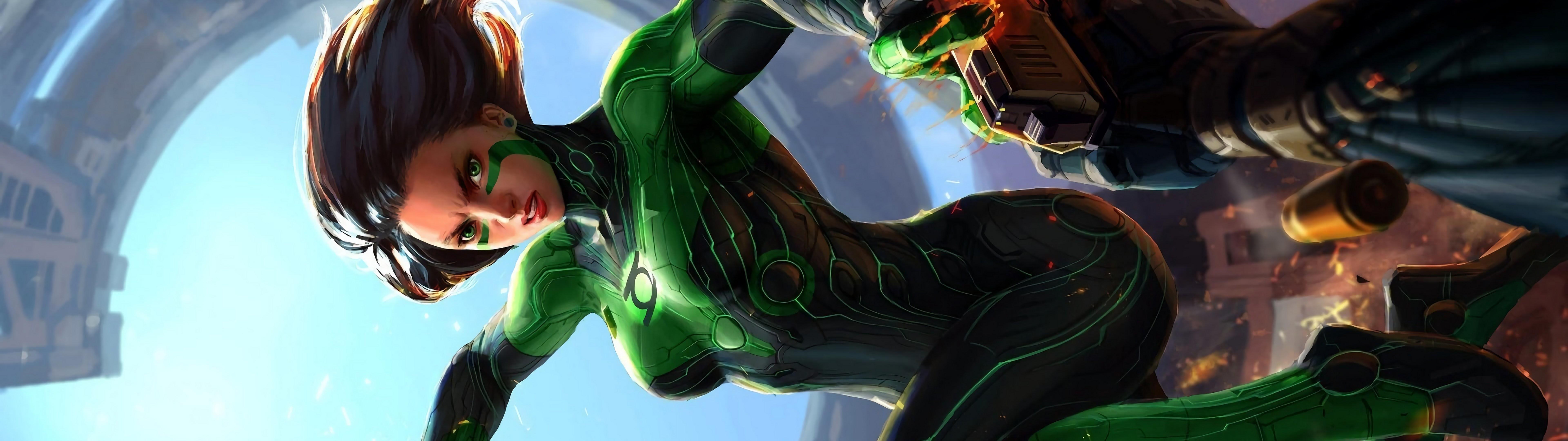 7680x2160 Female Green Lantern 4K Wallpaper