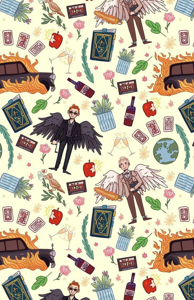736x1138 Анимешки. Good omens book, Cute wallpaper, Cute quilts