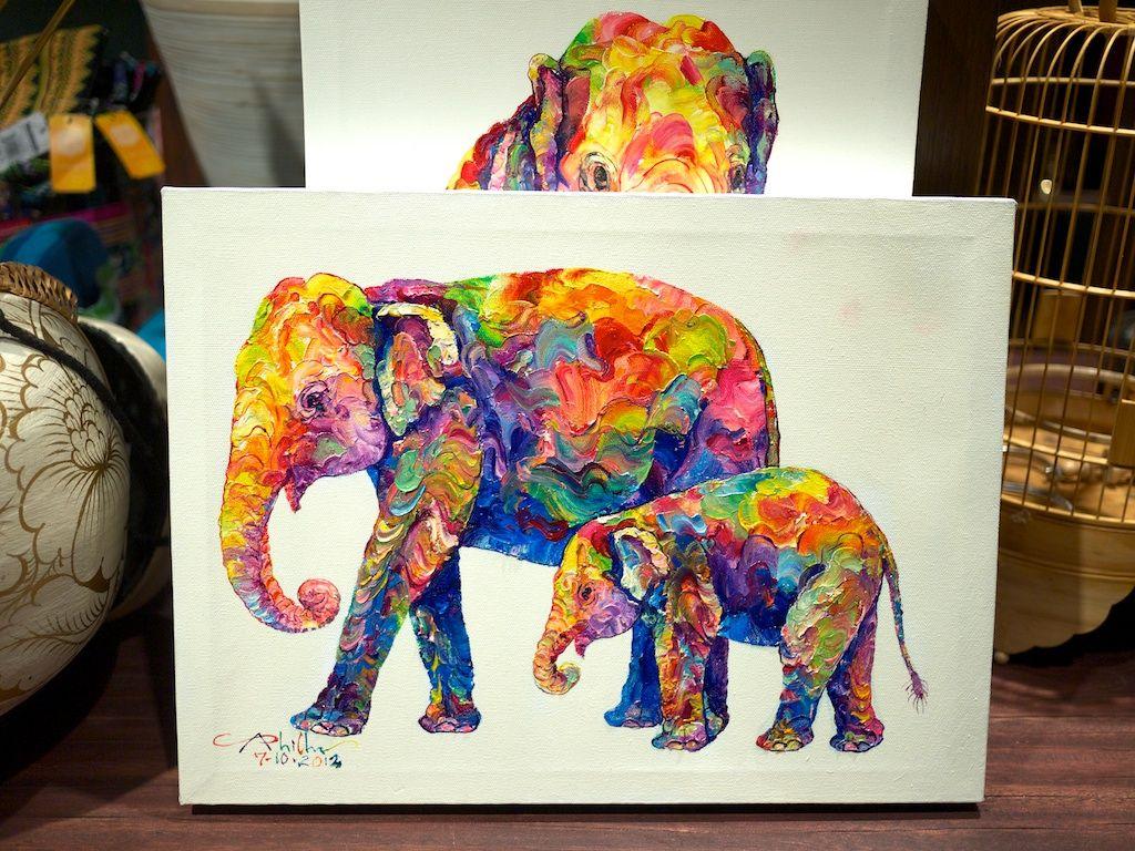 1024x768 Colourful Elephant Drawing