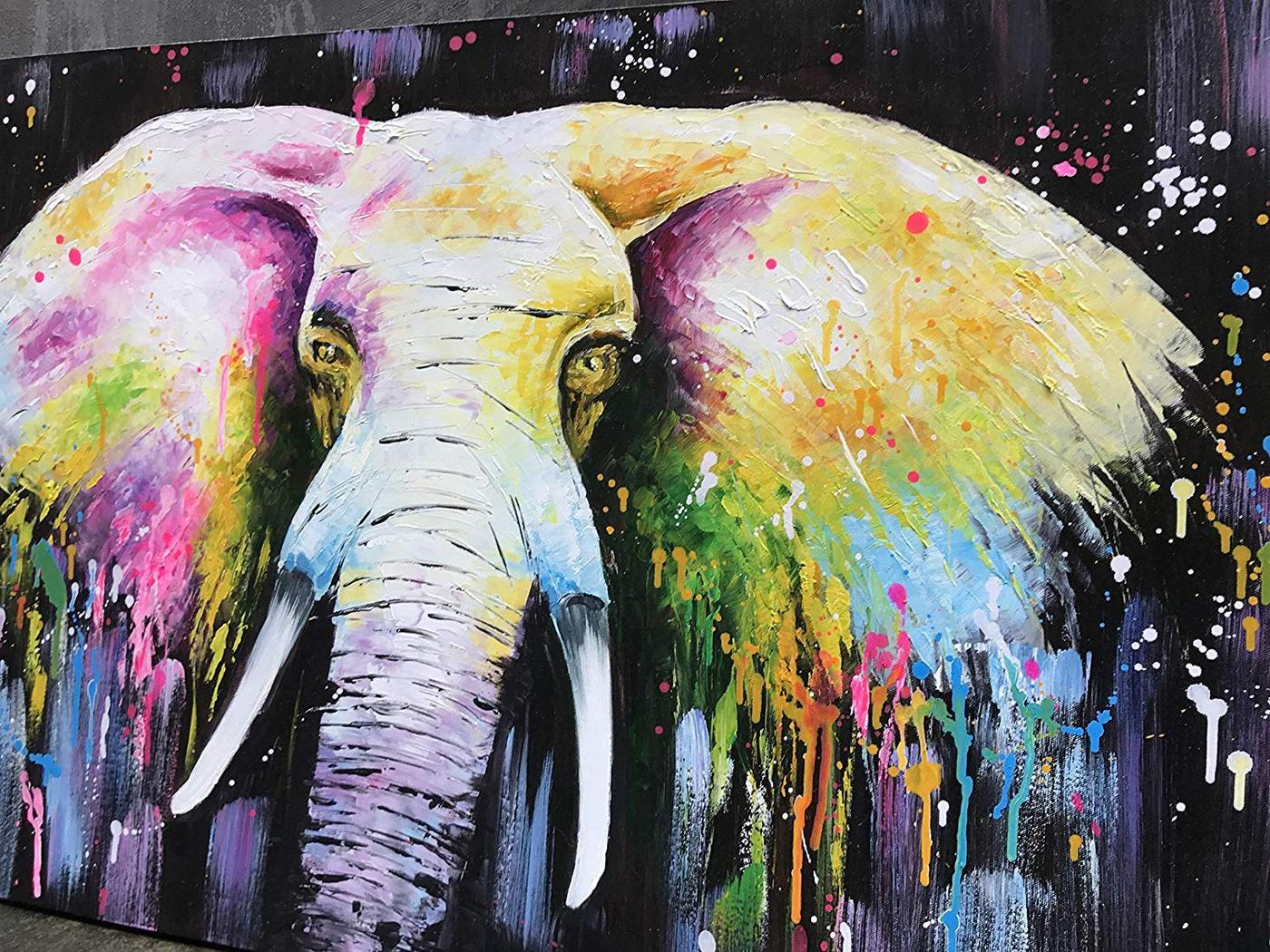 1400x1050 Living Room Art for Walls Abstract Colorful Elephant Canvas Painting