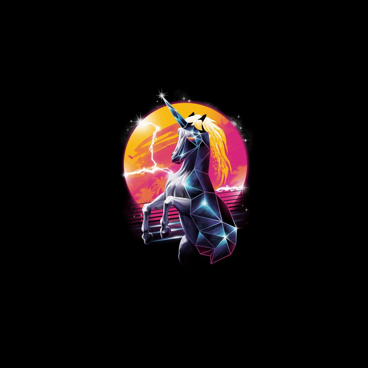1224x1224 Desktop wallpaper unicorn, horse, dark, minimal, art, HD image, picture, background, 898e8a