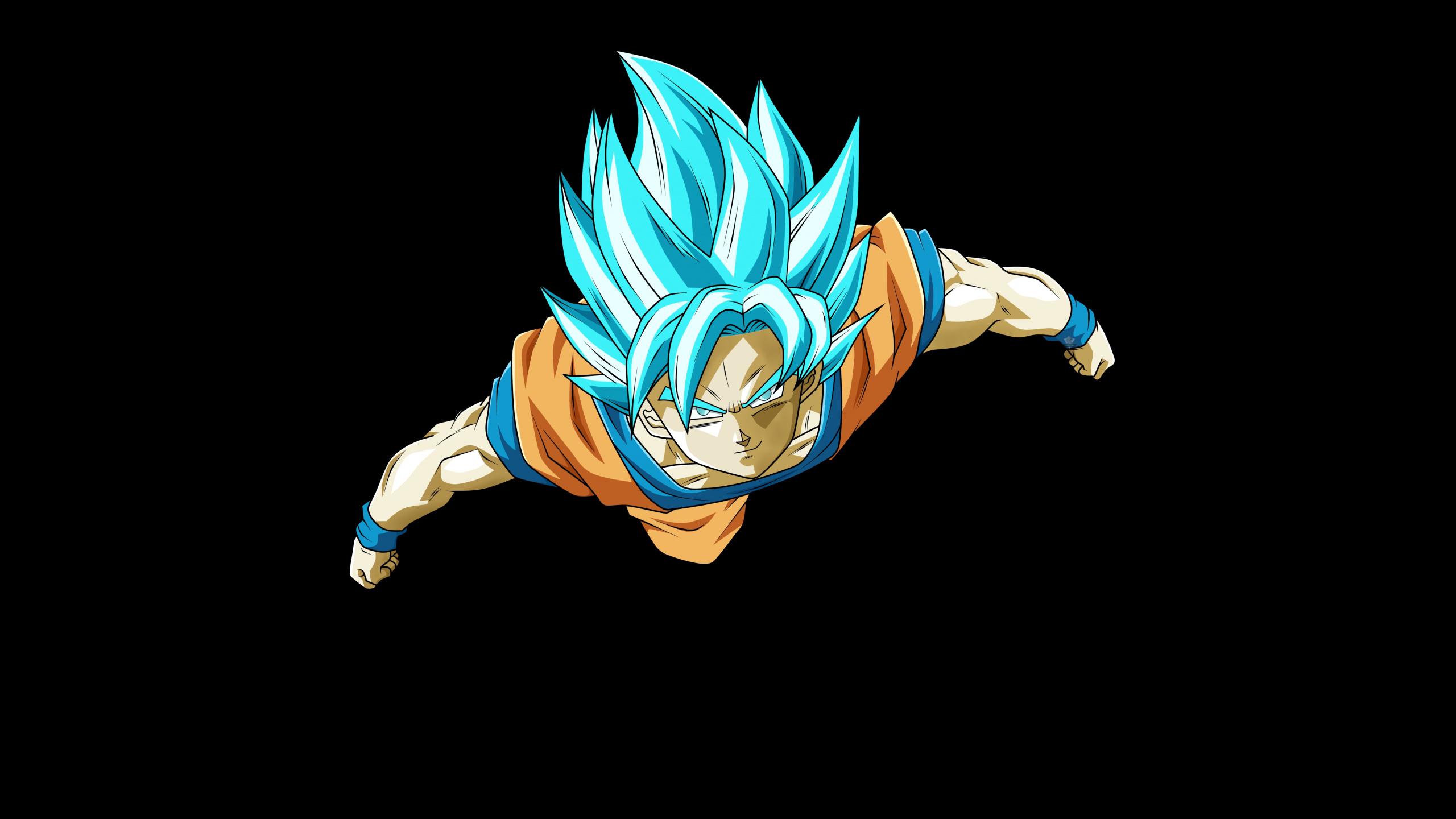 2560x1440 Download Goku, blue hair, dive, minimal wallpaper, 2560x Dual Wide, Widescreen 16: Widescreen