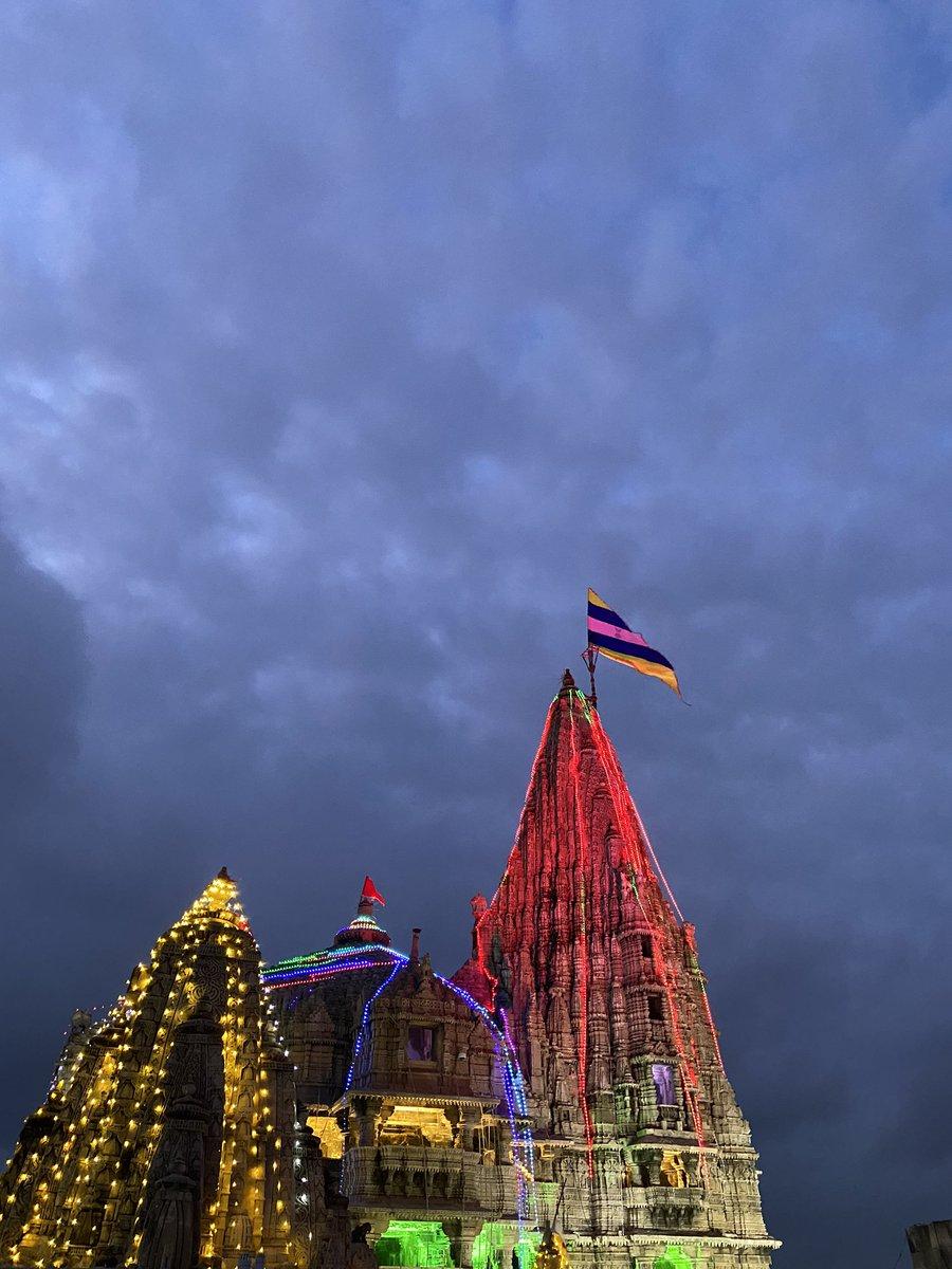 900x1200 Shri Dwarkadhish Temple Dwarka Dwarkadhish Jagad Mandir glitters with decorations on the eve of Shri Krishna Janmahotsav. No matter the temple remains closed due to pandemic, excitement & momentum
