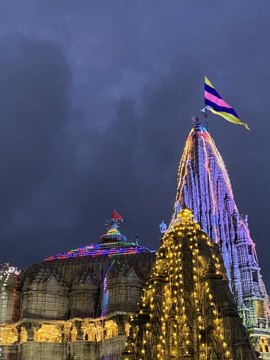 900x1200 Shri Dwarkadhish Temple Dwarka Dwarkadhish Jagad Mandir glitters with decorations on the eve of Shri Krishna Janmahotsav. No matter the temple remains closed due to pandemic, excitement & momentum