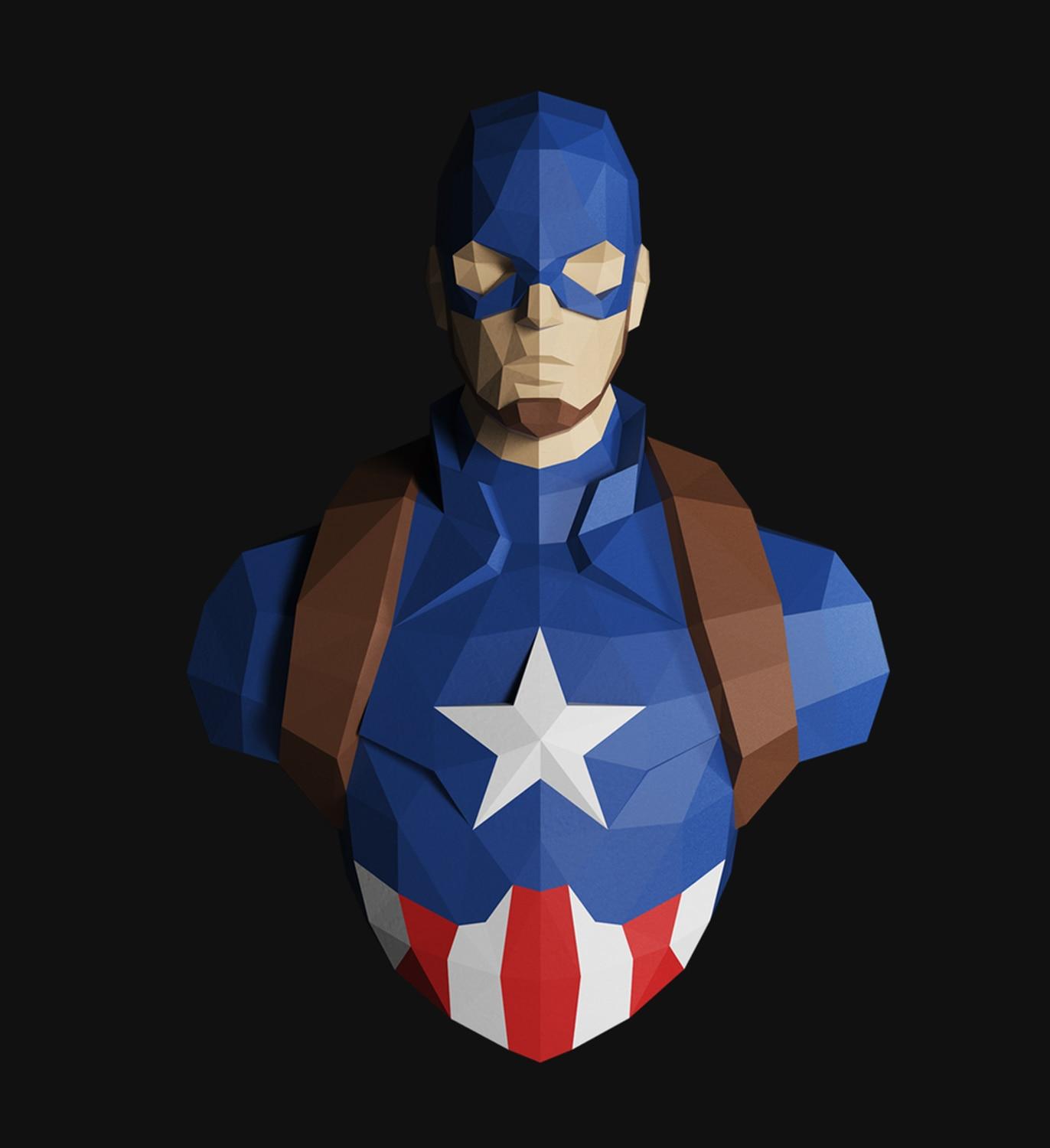 1372x1500 3D Captain America Steve Geometric Papercraft 70cm Tall Big Body than Super Hero Theme Wall Decorative Wall Hangings. Card Model Building Sets