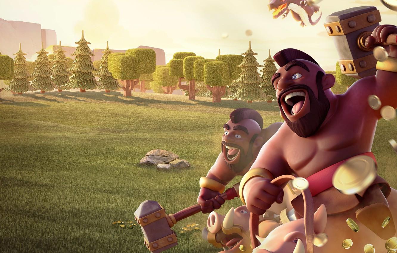 1332x850 Wallpaper game, warhammer, man, dragon, pig, Clash Of Clans, hog rider image for desktop, section игры