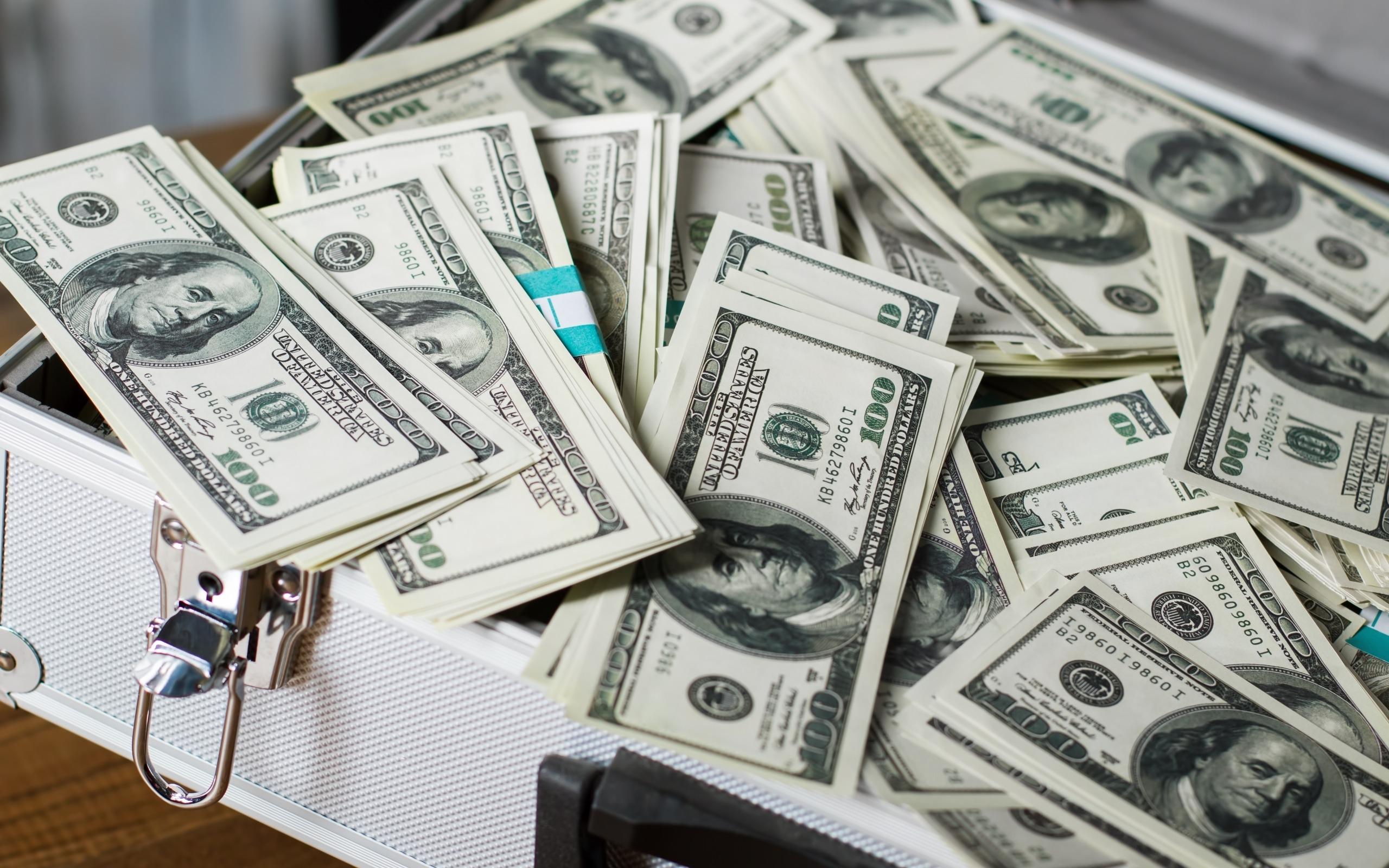 2560x1600 Download wallpaper suitcase with money, mountain of money, US dollars, 100 dollar bills, suitcase with dollars, business concepts, finance concepts for desktop with resolution 2560x1600. High Quality HD picture wallpaper