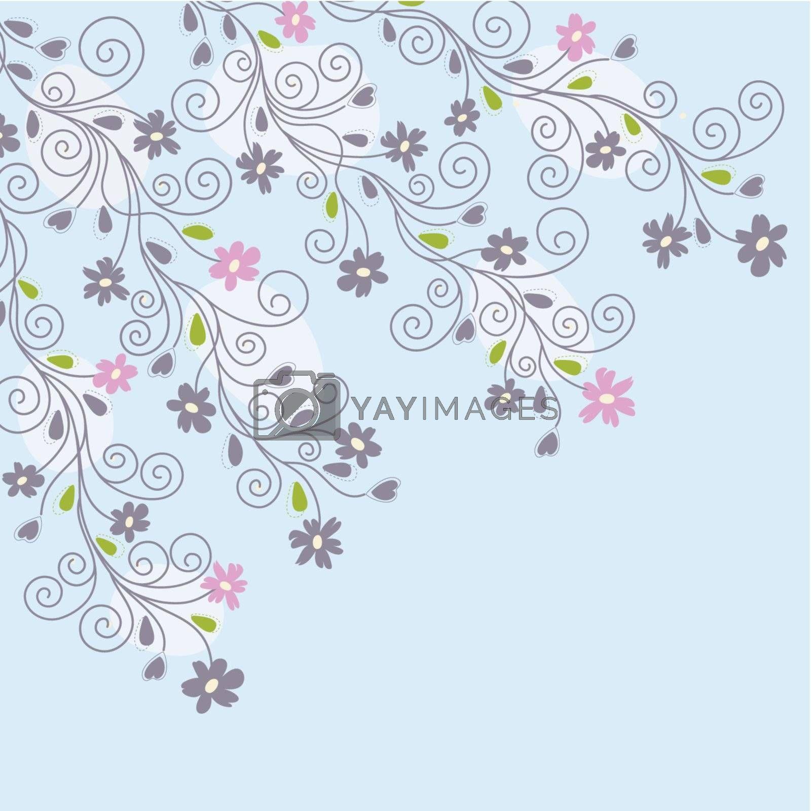 1600x1600 Royalty Free Vector. Cute light blue floral background