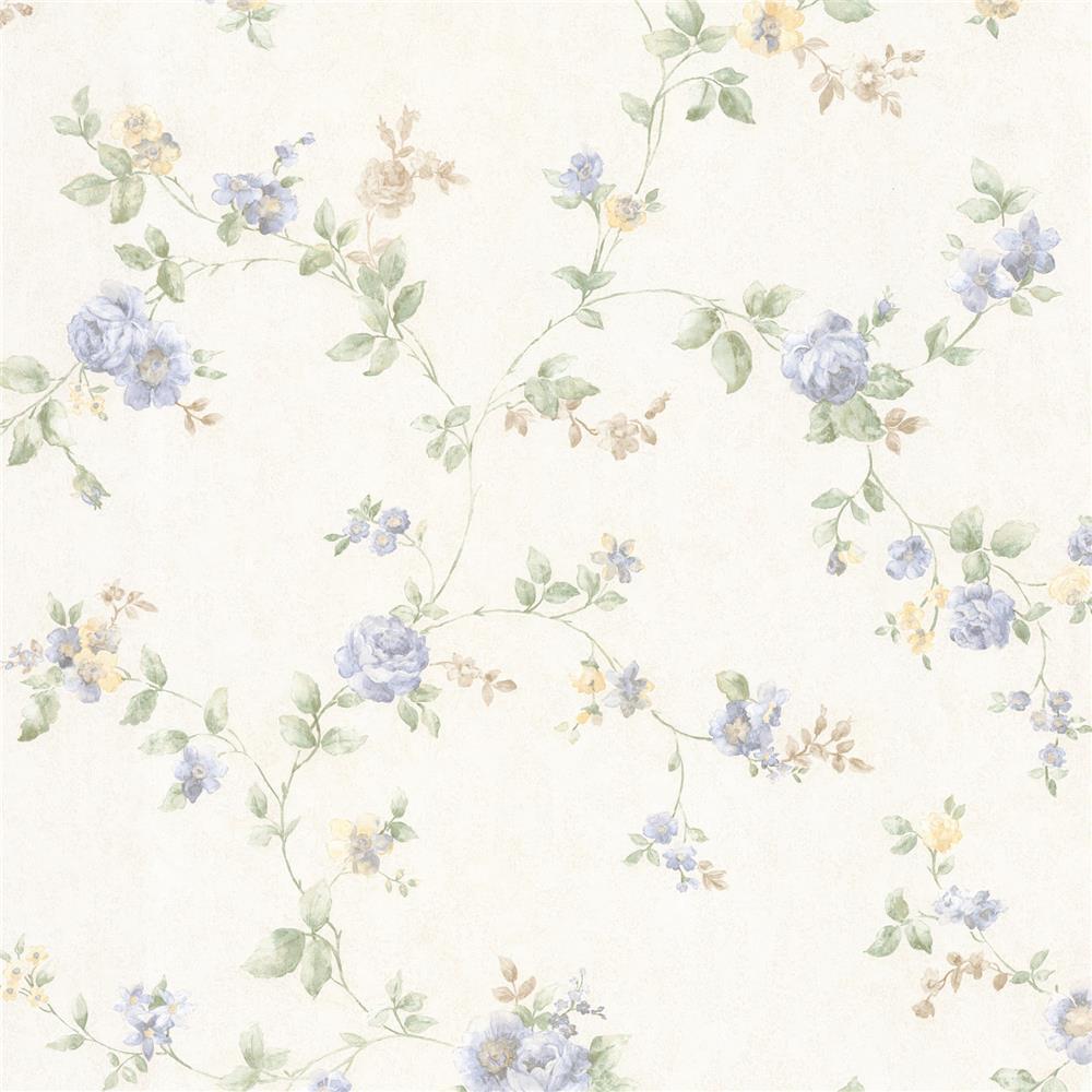 1000x1000 992 68331 By Brewster 992 68331 Vintage Rose Mary Light Blue Floral Vine Wallpaper In Light Blue