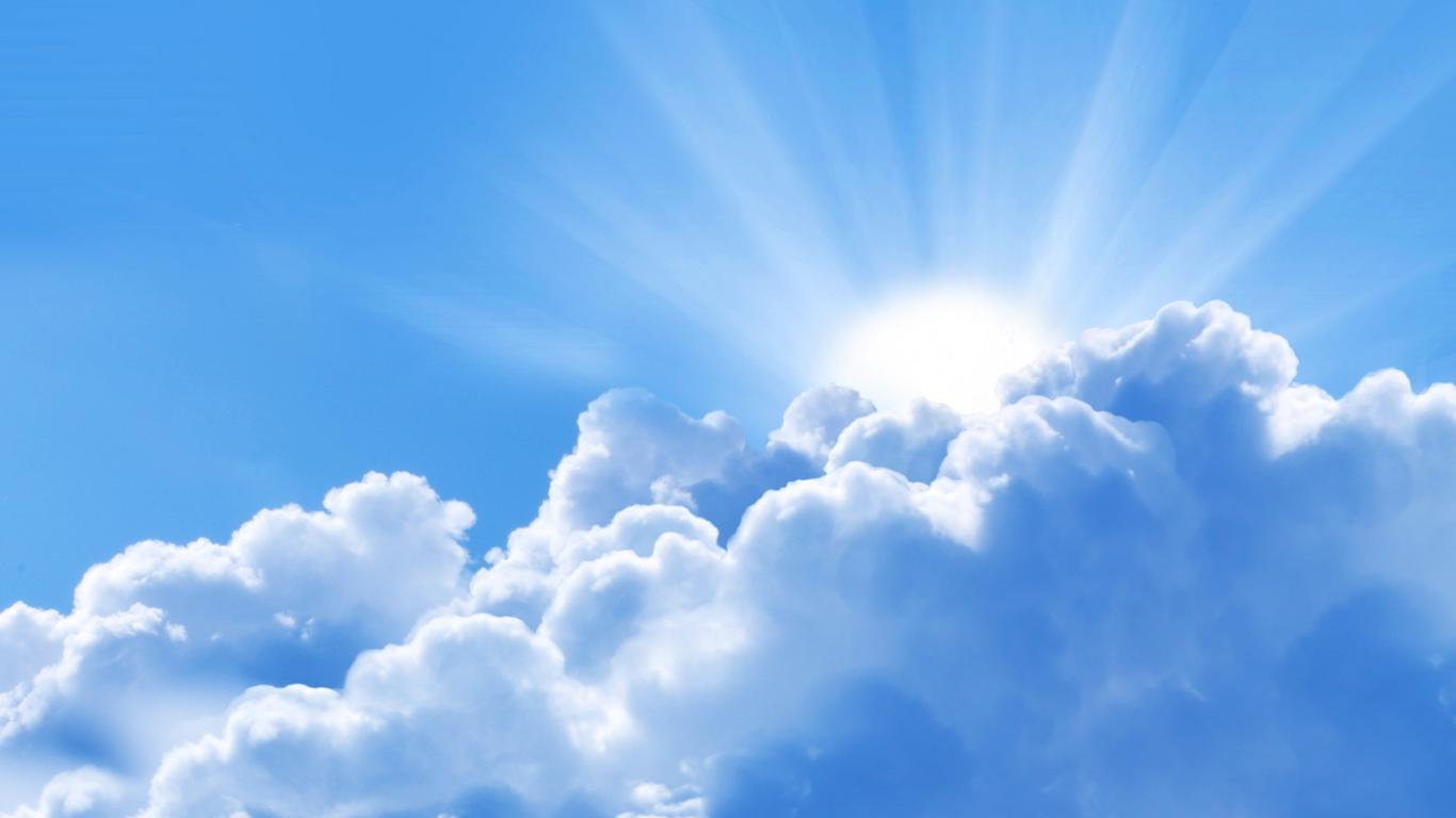 1366x768 Good morning sun sunshine over the clouds