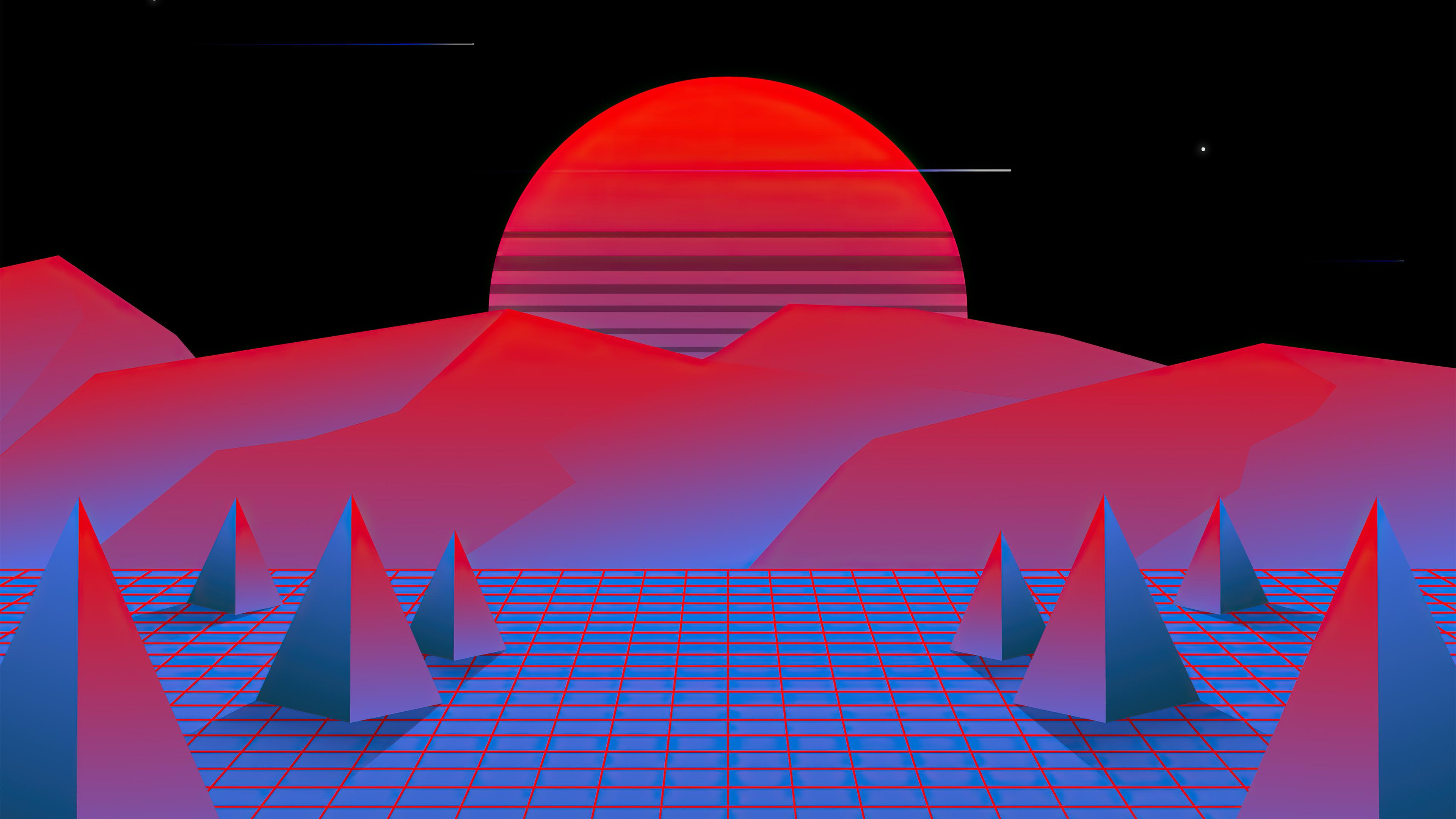 3840x2160 Wallpaper 4k Retrowave Sun Synth Style 4k Wallpaper