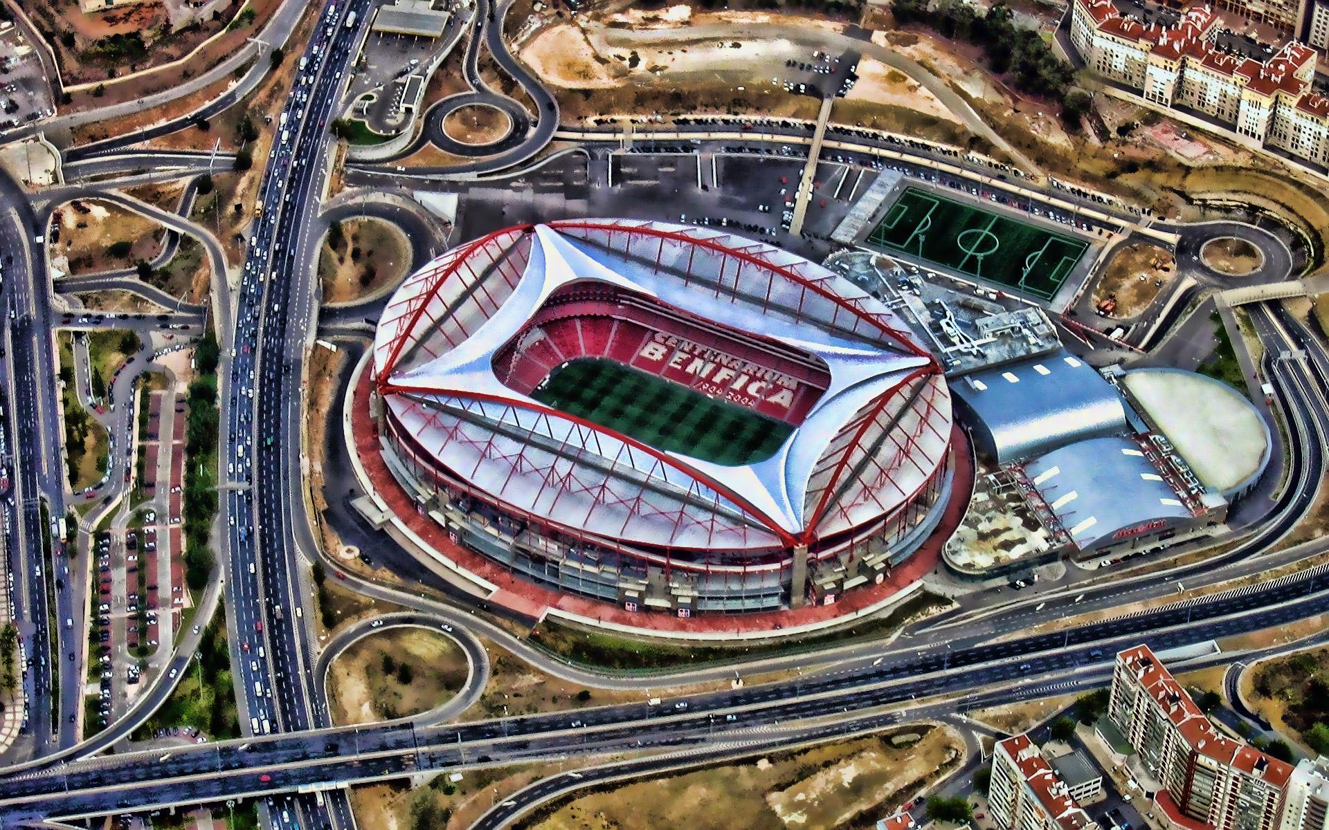 1920x1200 Download wallpaper Estadio da Luz, HDR, aerial view, Benfica Stadium, football stadium, soccer, Benfica arena, Lisbon, Portugal for desktop with resolution 1920x1200. High Quality HD picture wallpaper