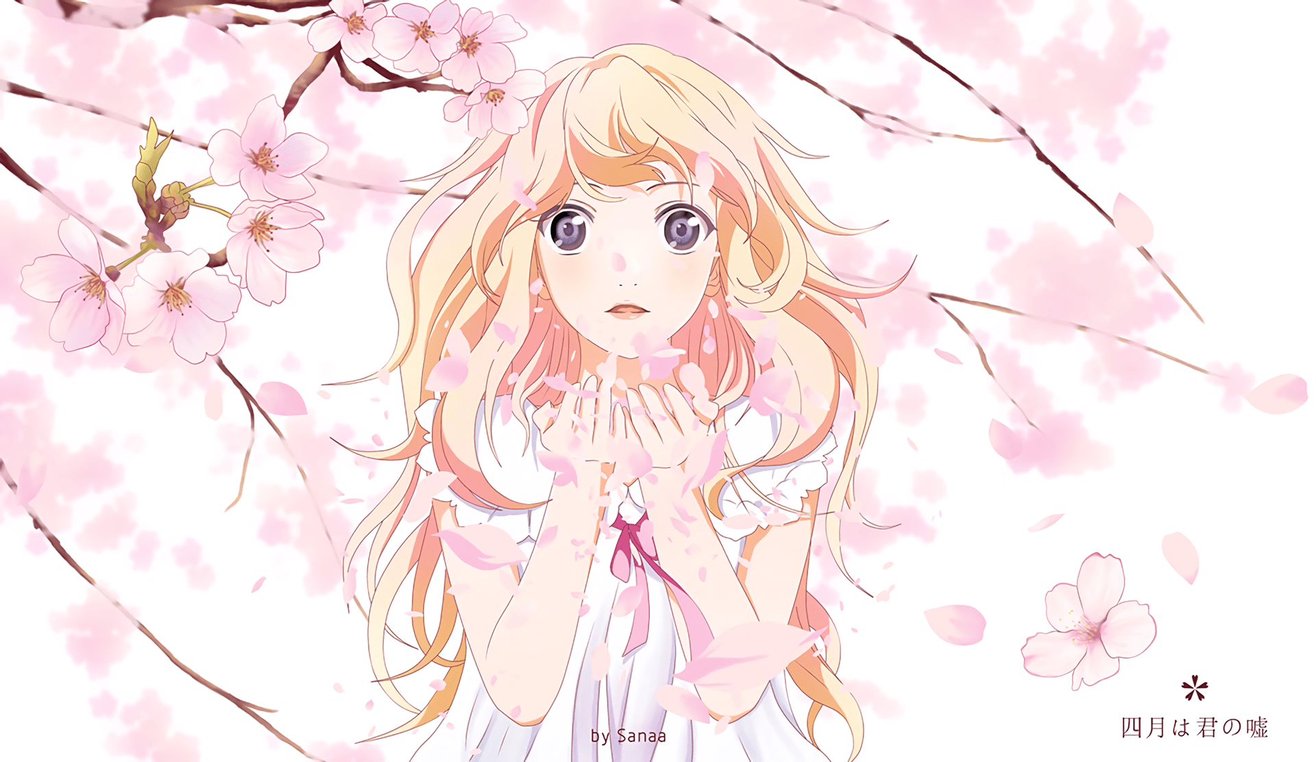 Hikaru Nara, pretty, miyazono kaori, guy, kousei, bonito, miyazono, sweet,  nice, HD wallpaper