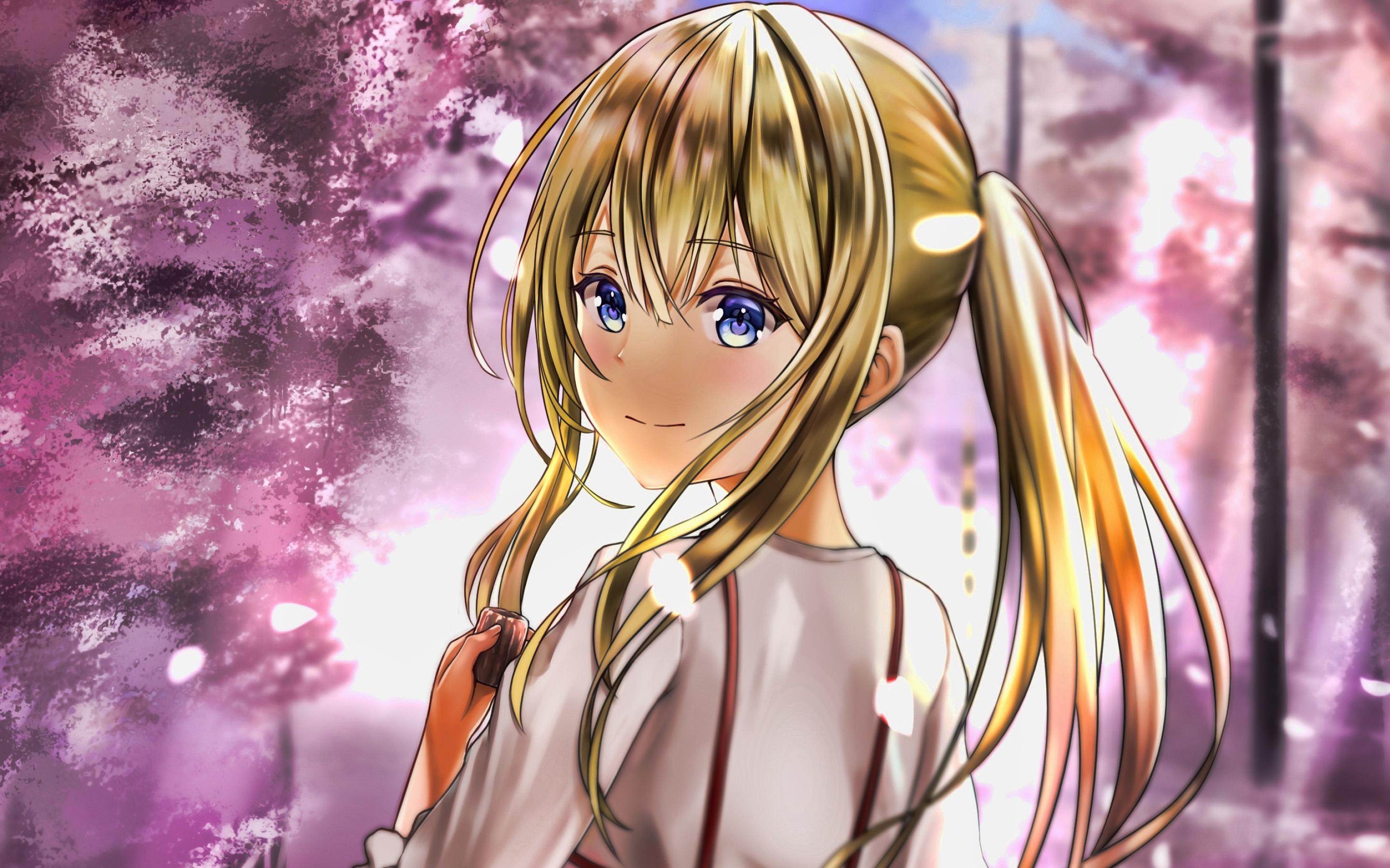 2880x1800 Download wallpaper Kaori Miyazono, park, Shigatsu wa Kimi no Uso, protagonist, manga, spring, Miyazono Kaori, Yoshiyuki Miyazono daughter for desktop with resolution 2880x1800. High Quality HD picture wallpaper