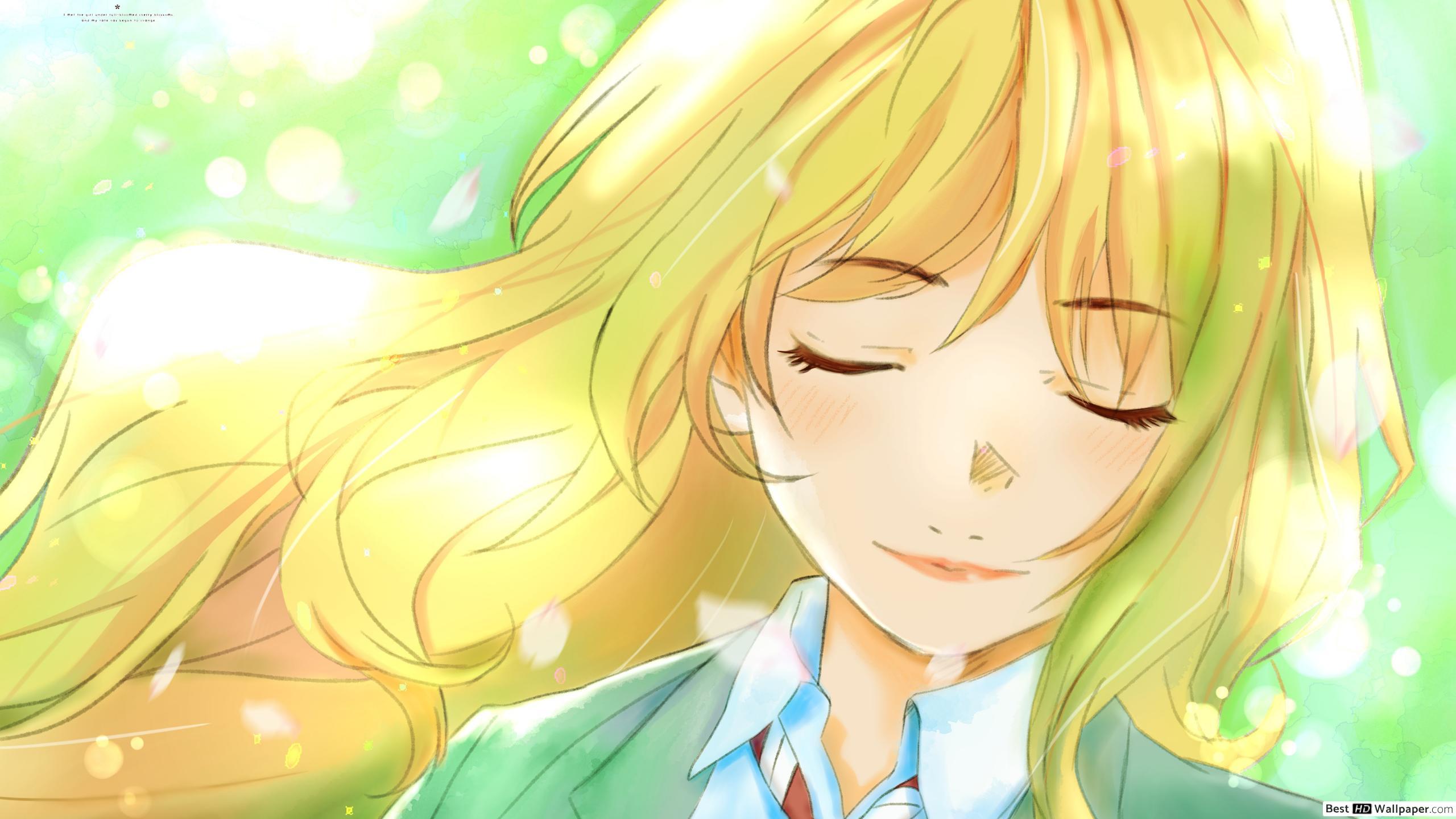 2560x1440 Kaori Miyazono lie In April HD wallpaper download