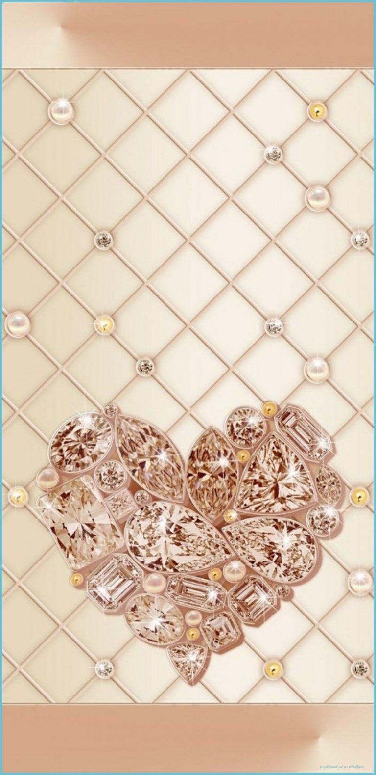 768x1579 Rose Gold Diamonds Hearts And Pearls Wallpaper Diamond Wallpaper Gold Diamond Pink Rose Cute Wallpaper