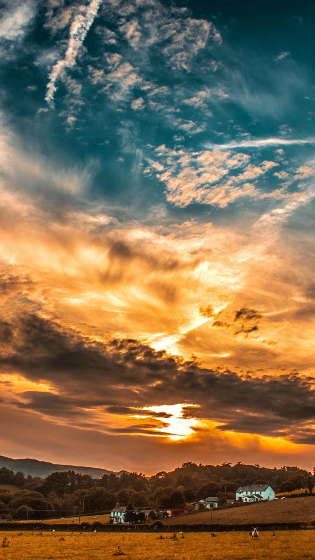 1080x1920 Sunset Sky Clouds Wallpaper Sunset Sky Background