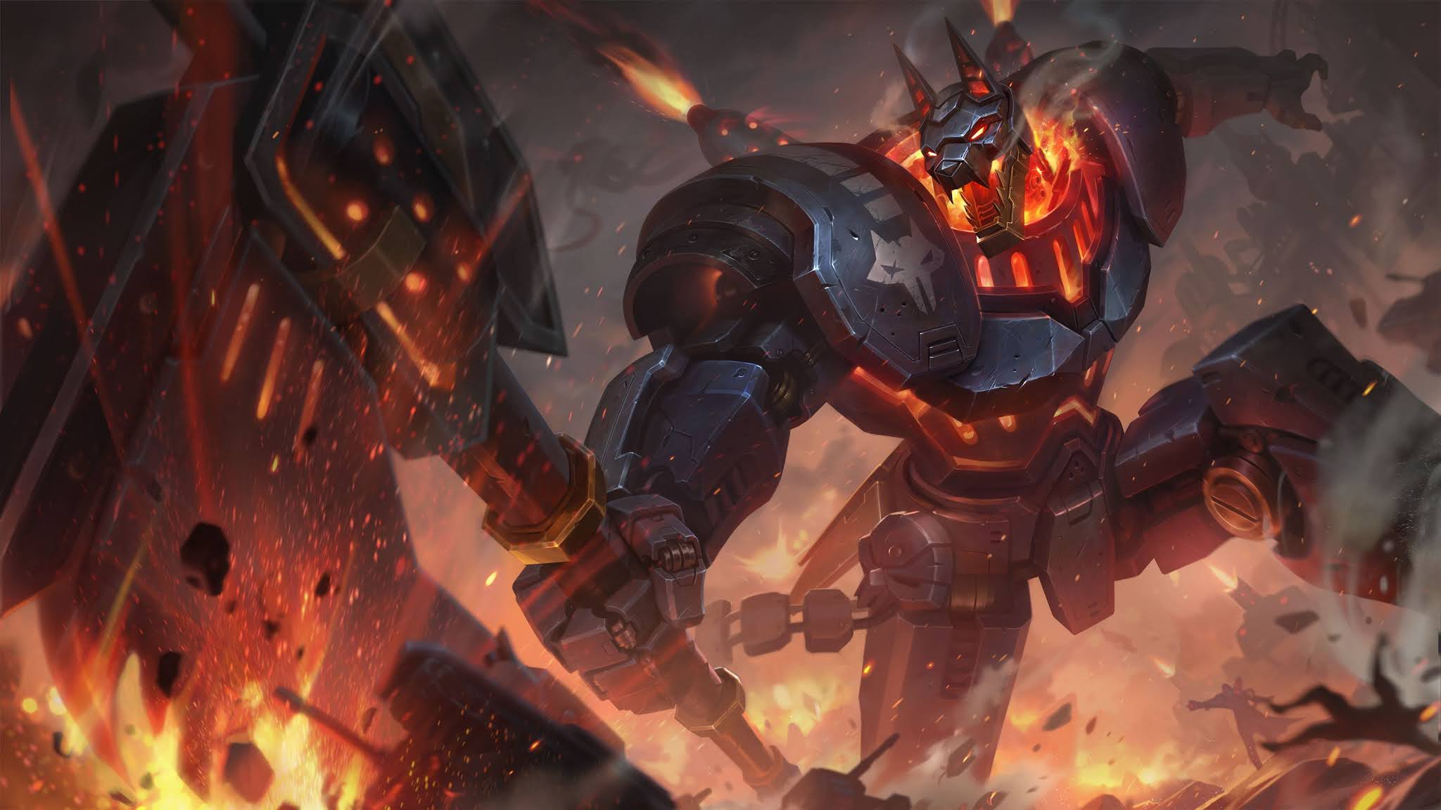 2048x1152 Wallpaper: Battlecast Nasus and Zac skins splash arts [Artist: Riot Games] of Legends Clan [anime pics & digital art]