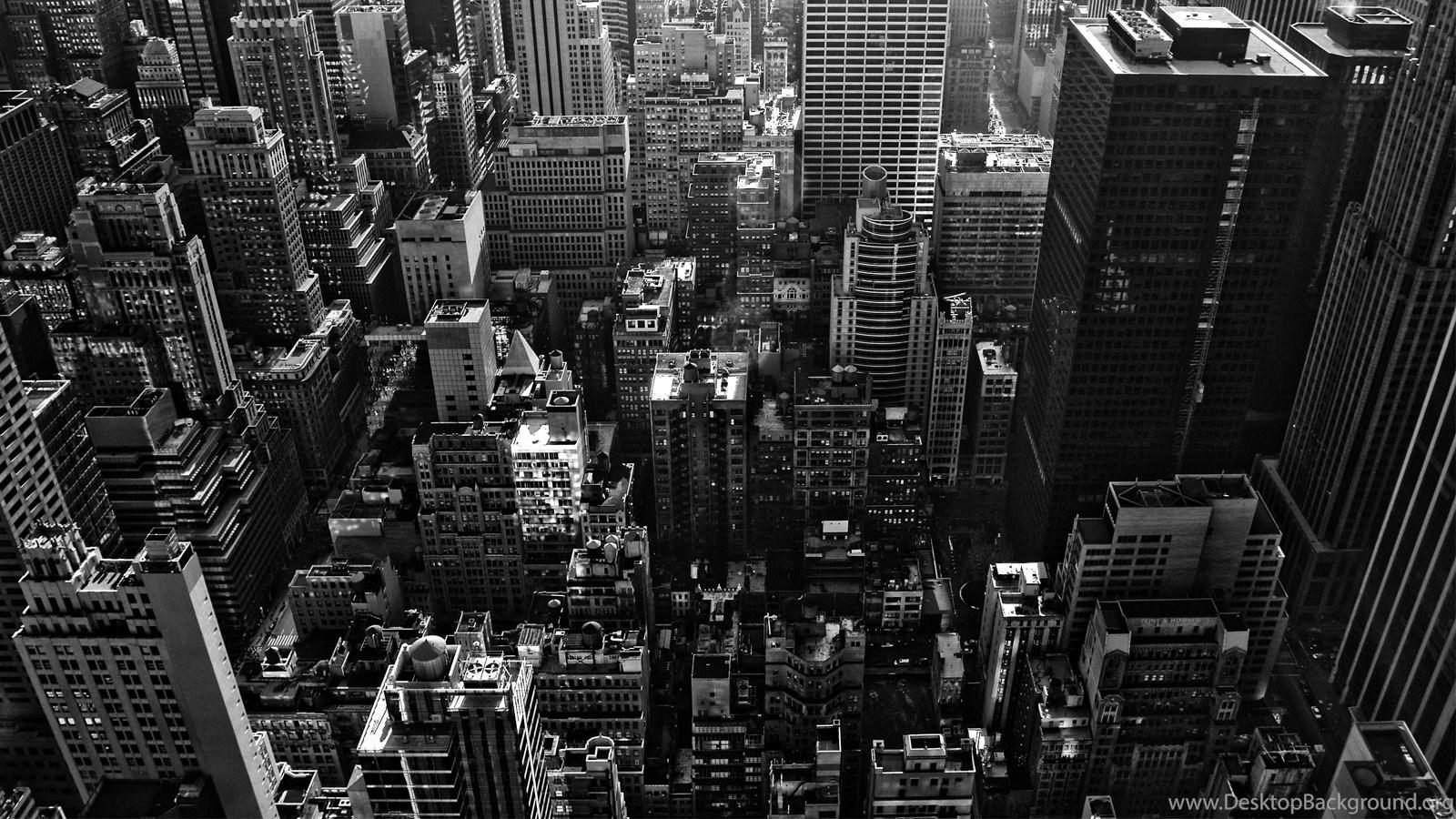 1600x900 New York City USA Black White Buildings Top View Desktop Wallpaper Desktop Background