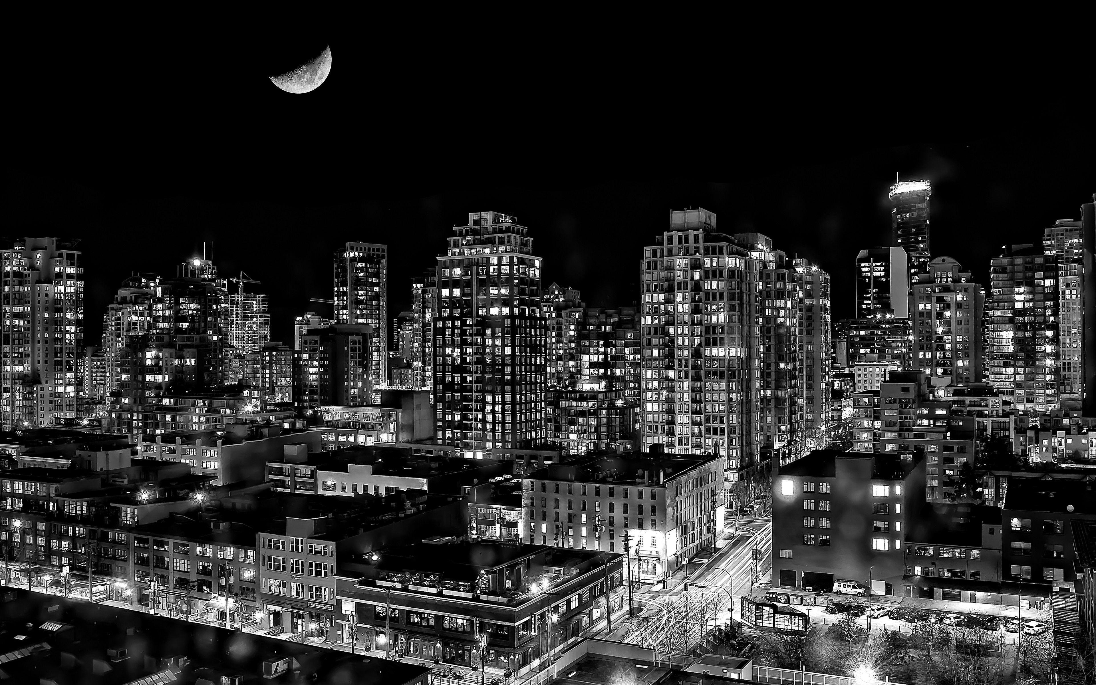 3840x2400 Cityscape Wallpaper Black And White