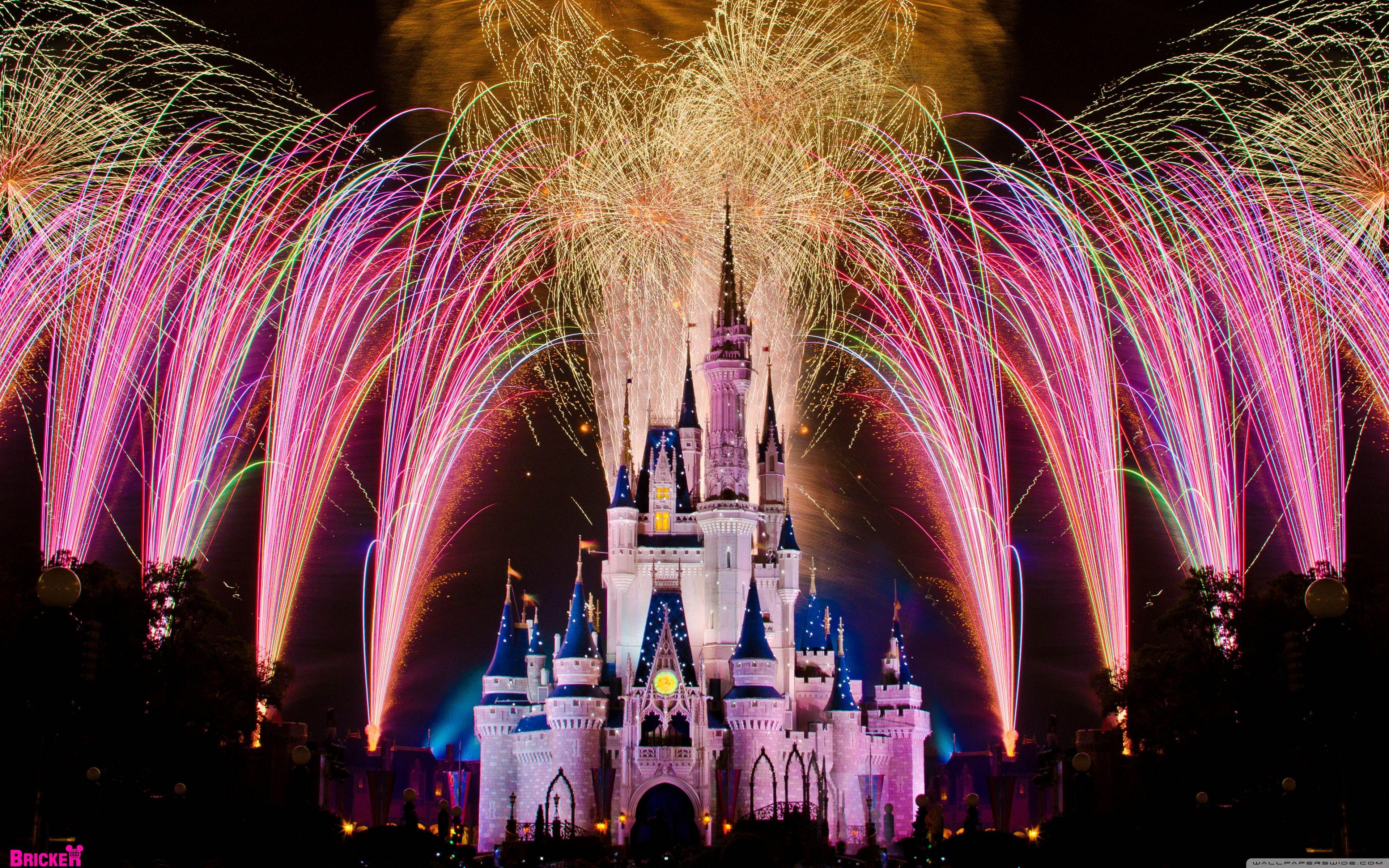 3840x2400 Fireworks Night Princess Castle Photo Backdrop Girls Happy New Year Birthday Party Decoration Photography Background Banner. Background