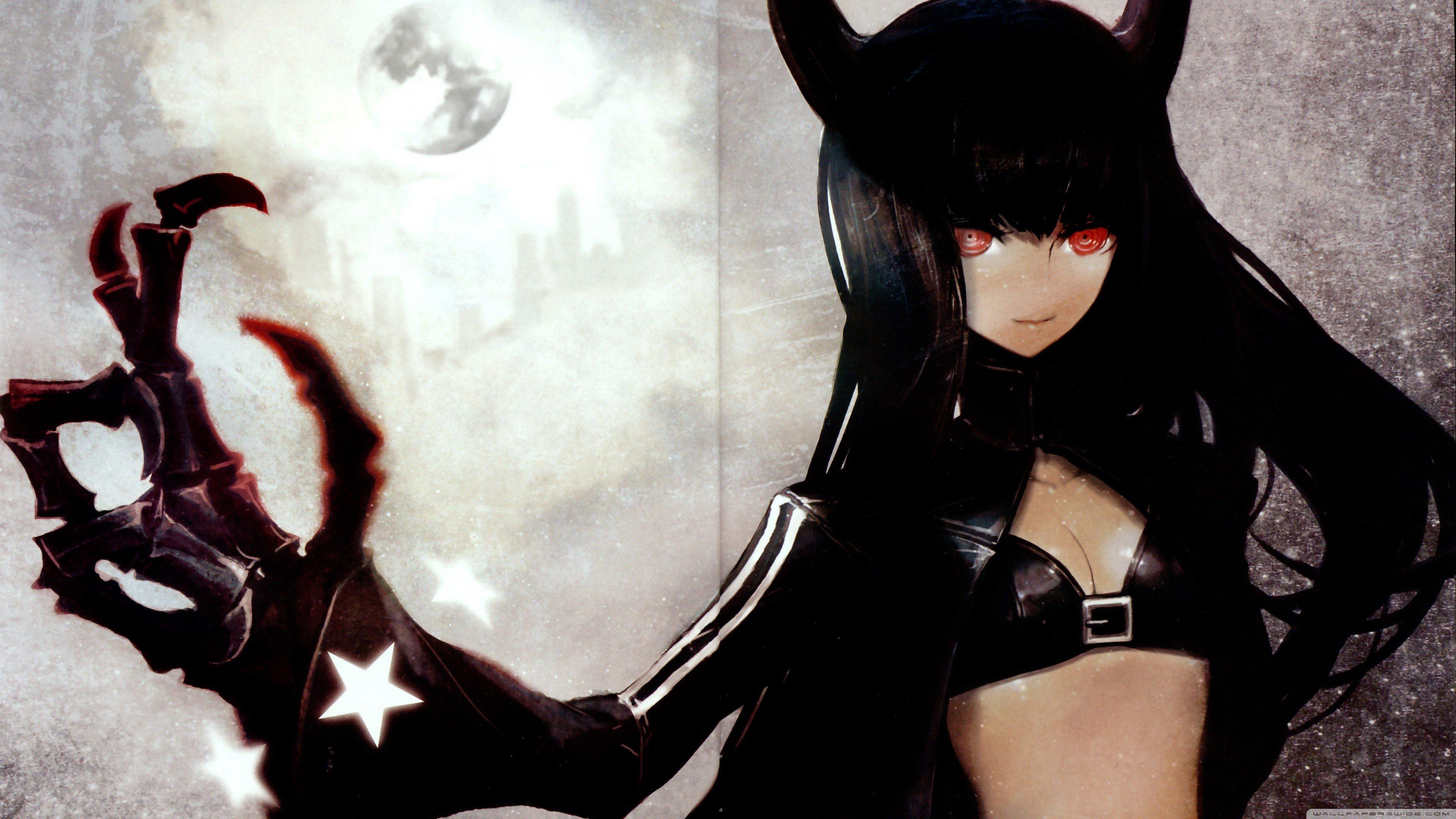 3840x2160 Black Rock Shooter red eyes anime Black Gold Saw anime girls wallpaperx2160