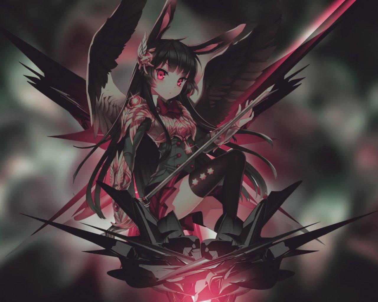 1280x1024 Red And Black Anime Wallpaper