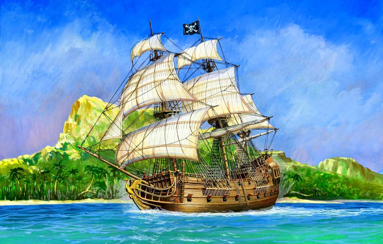 1332x850 Wallpaper ship, Pirate, Black Swan, Galleon, 18 pounder gun, broadside contains 16 cannonballs image for desktop, section разное