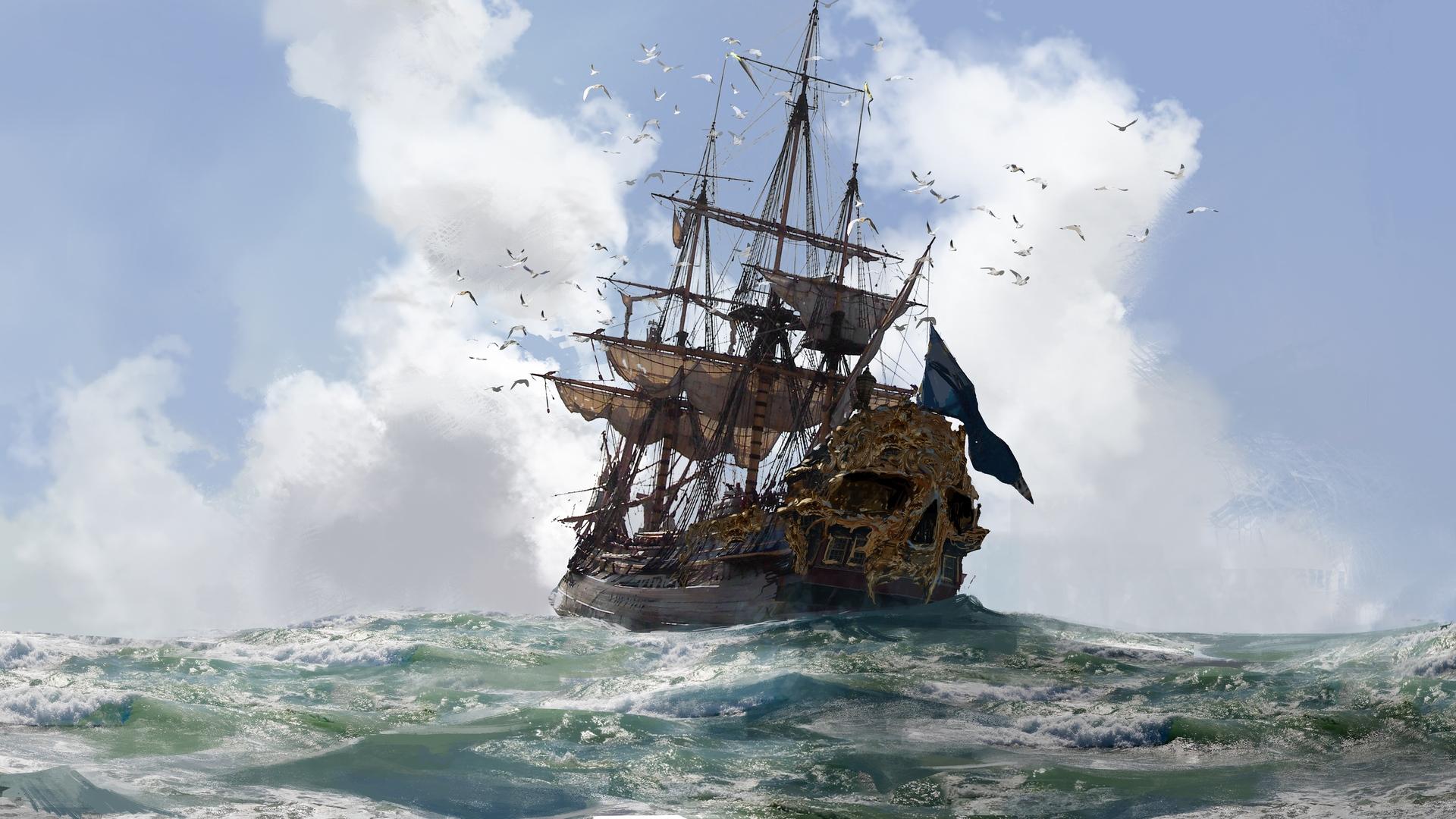 1920x1080 #ship, #Skull and Bones, #pirates, #water, #sea, #skull, #video games, wallpaper. Mocah HD Wallpaper