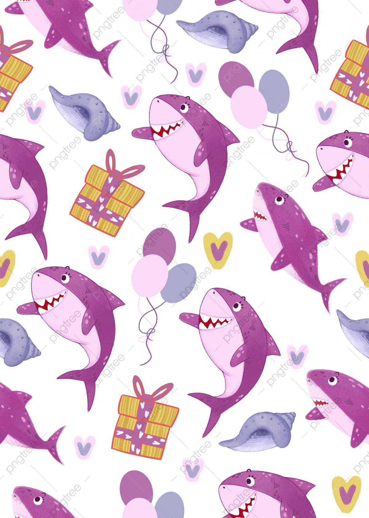 1200x1686 Cute Cartoon Shark Pattern Tile Background, Shark, Background, Cartoon Background Image for Free Download