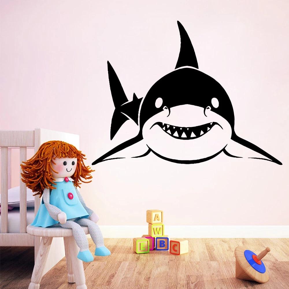 1000x1000 Diy cute shark Vinyl Self Adhesive Wallpaper For Children's Room Waterproof Wall Art Decal. Wall Stickers