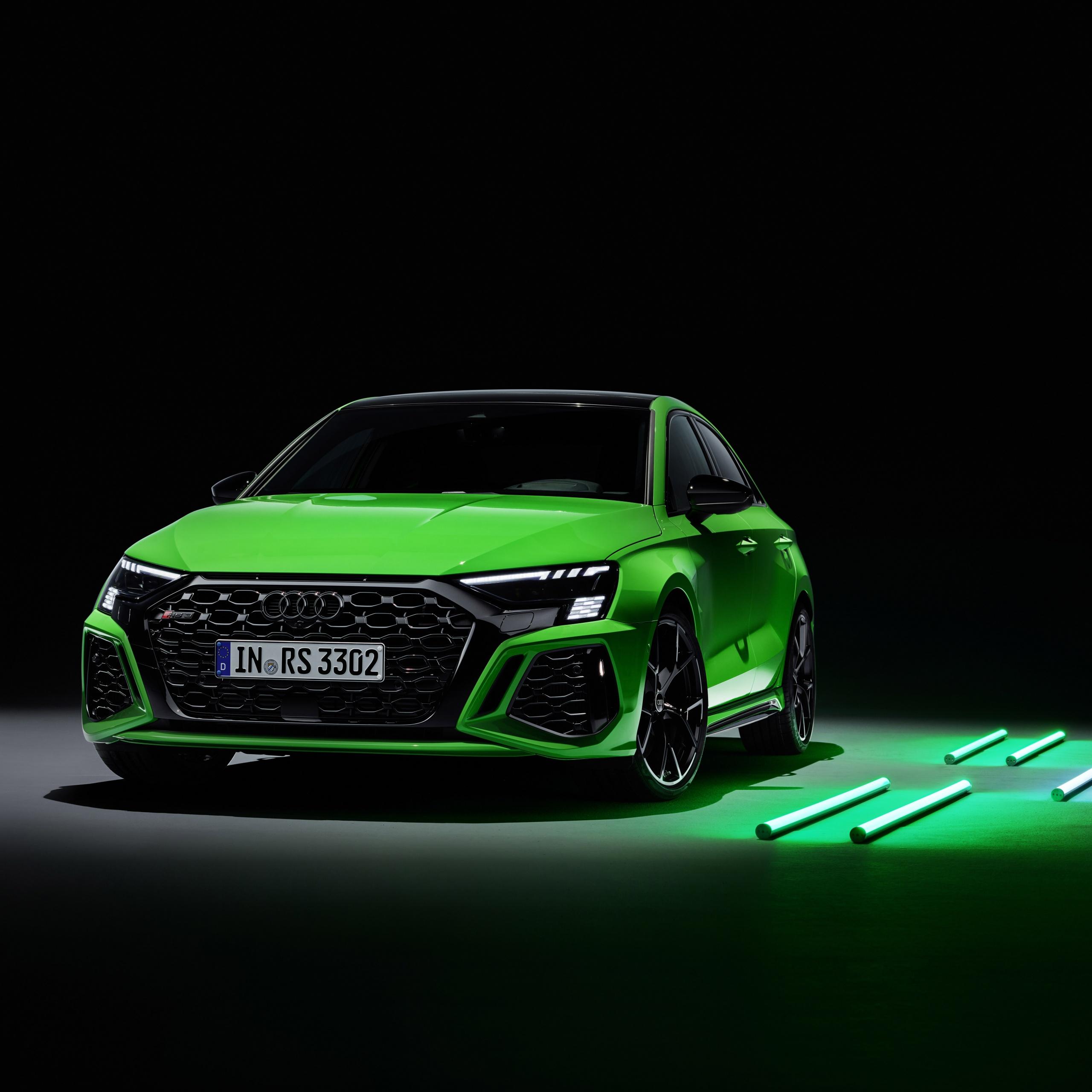2560x2560 Audi RS 3 Sedan Wallpaper 4K, Luxury Sedan, Black background, 5K, 8K, Cars